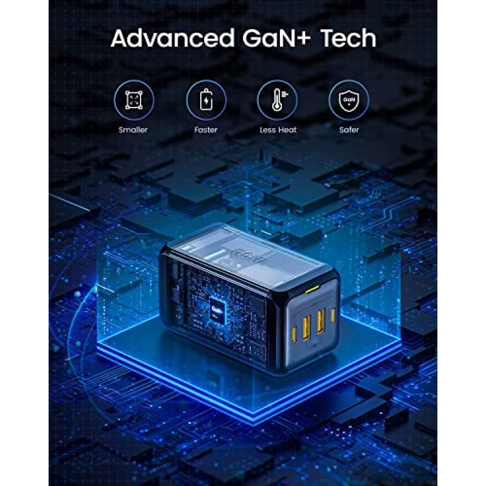 Cargador Multiple AOHI 120W Usb-C 4 Puertos Compacto -Negro