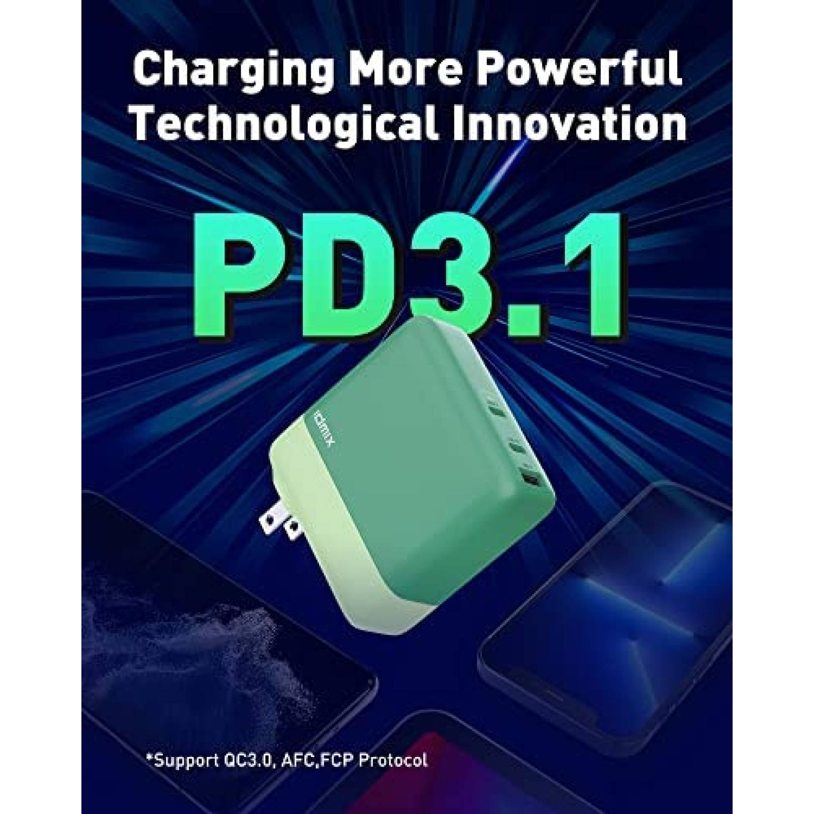Cargador de Pared IDMIX 140W USB-C 140W 3 Puertos -Verde