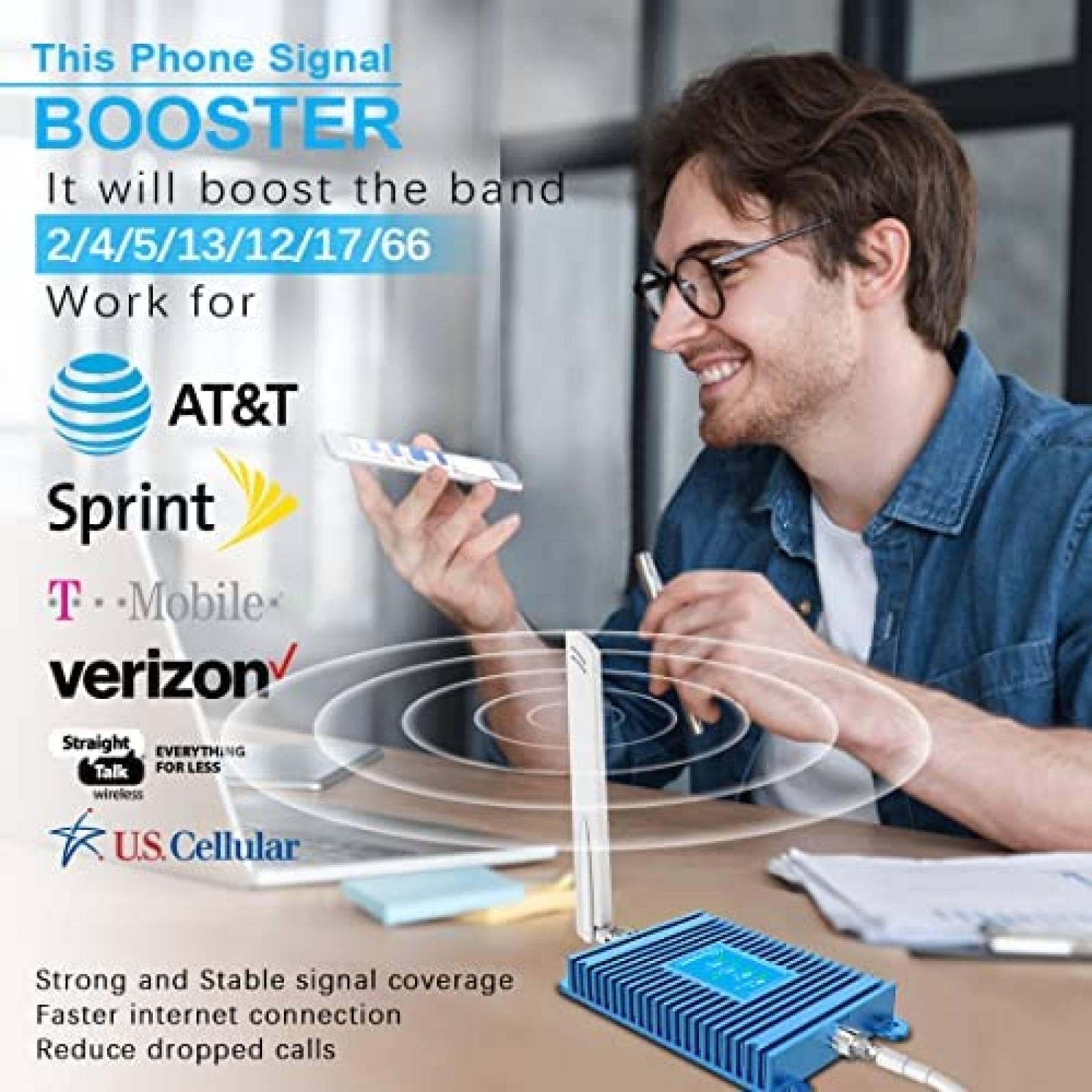 Ampliicador de Señal Aclogue para Celular con Antena -Blanco