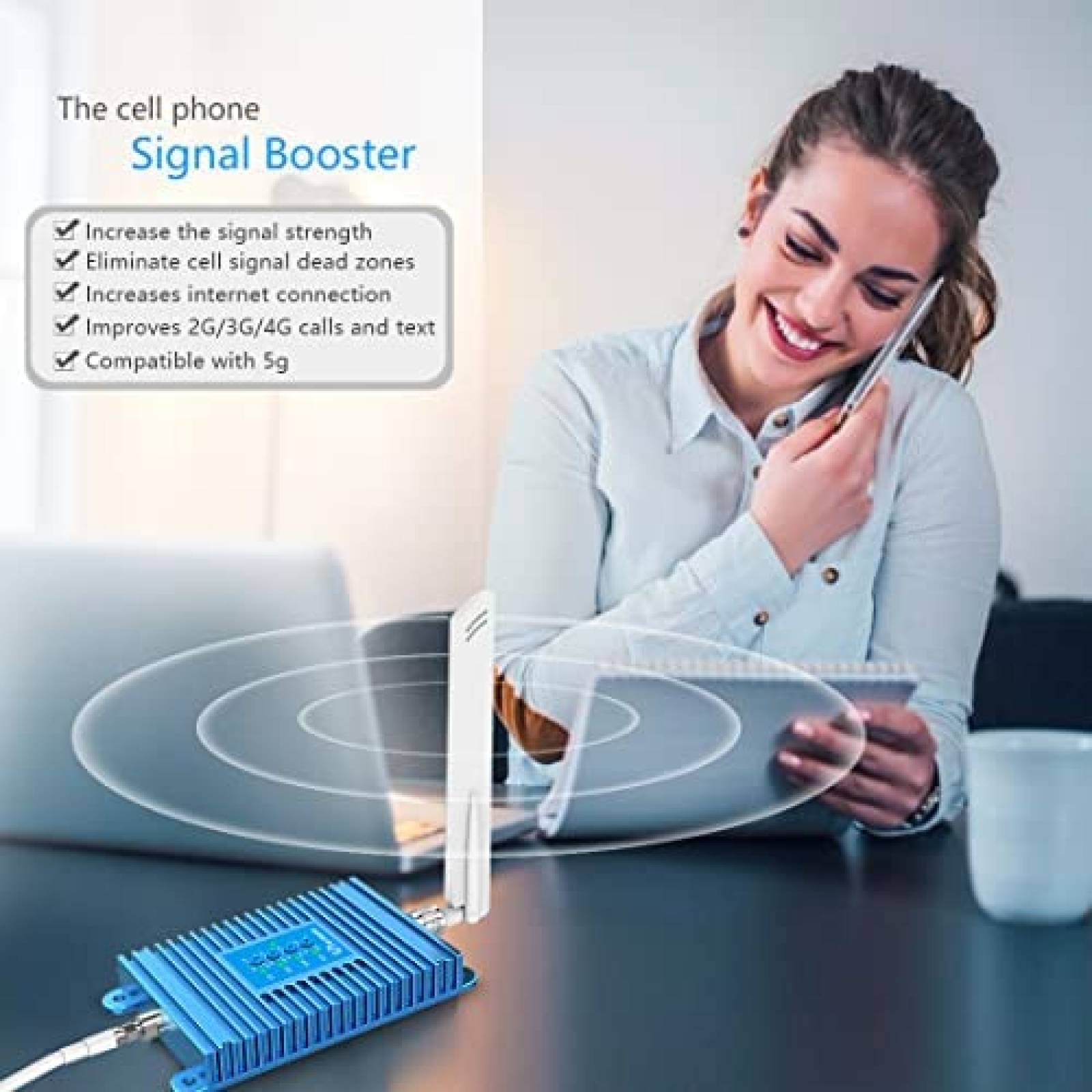 Ampliicador de Señal Aclogue para Celular con Antena -Blanco