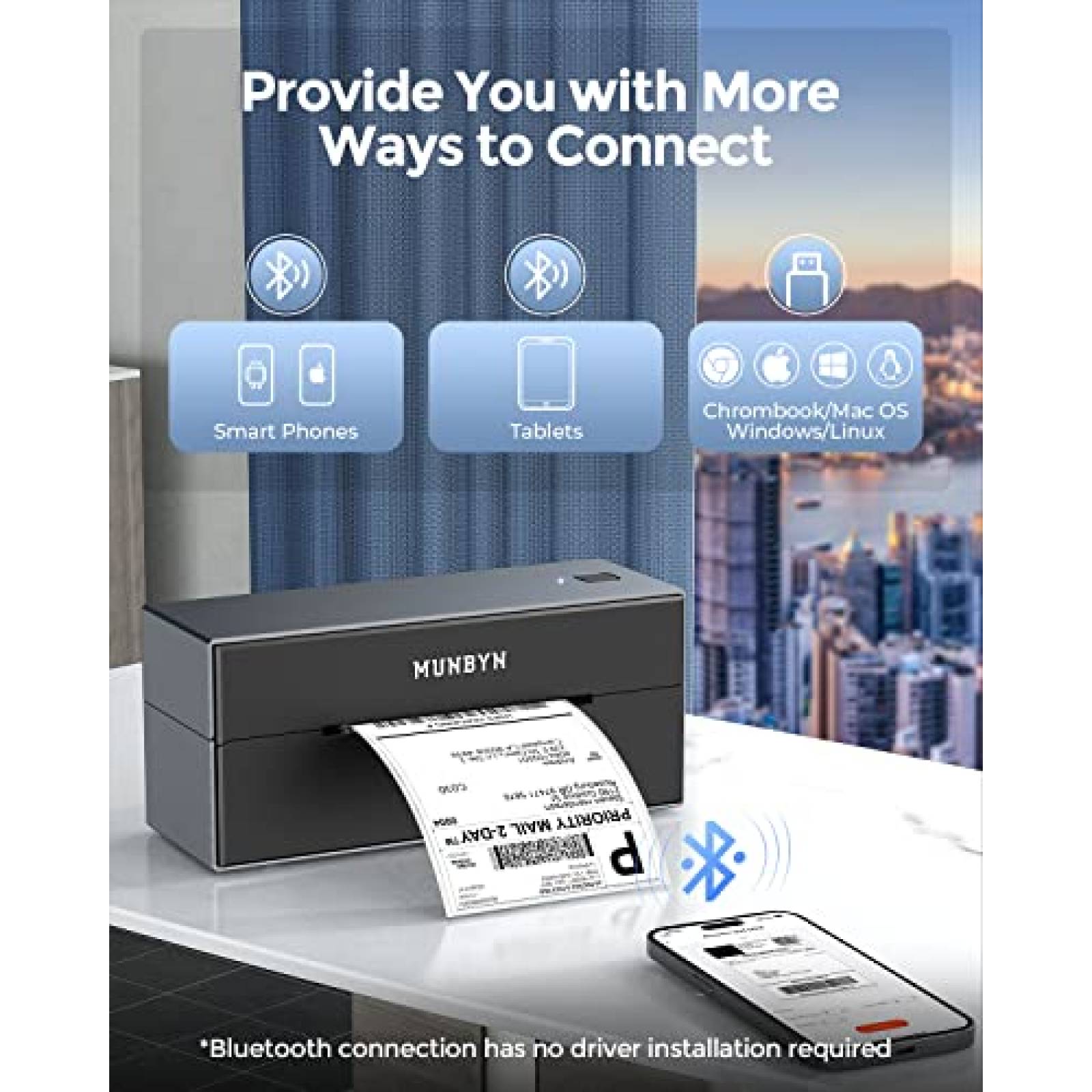 Impresora De Etiquetas MUNBYN Bluetooth Termica -Gris