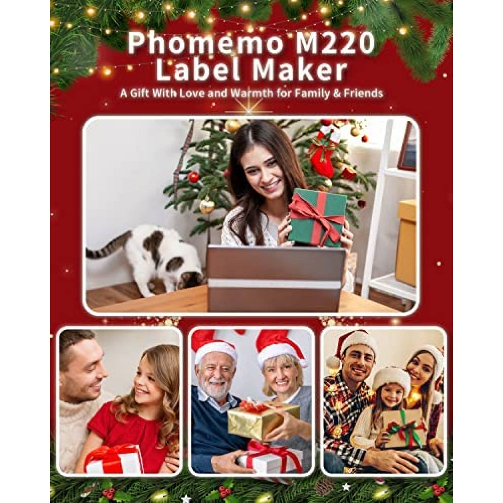 Impresora Termica Phomemo M220 y 3 Rollos de Etiquetas -Rosa