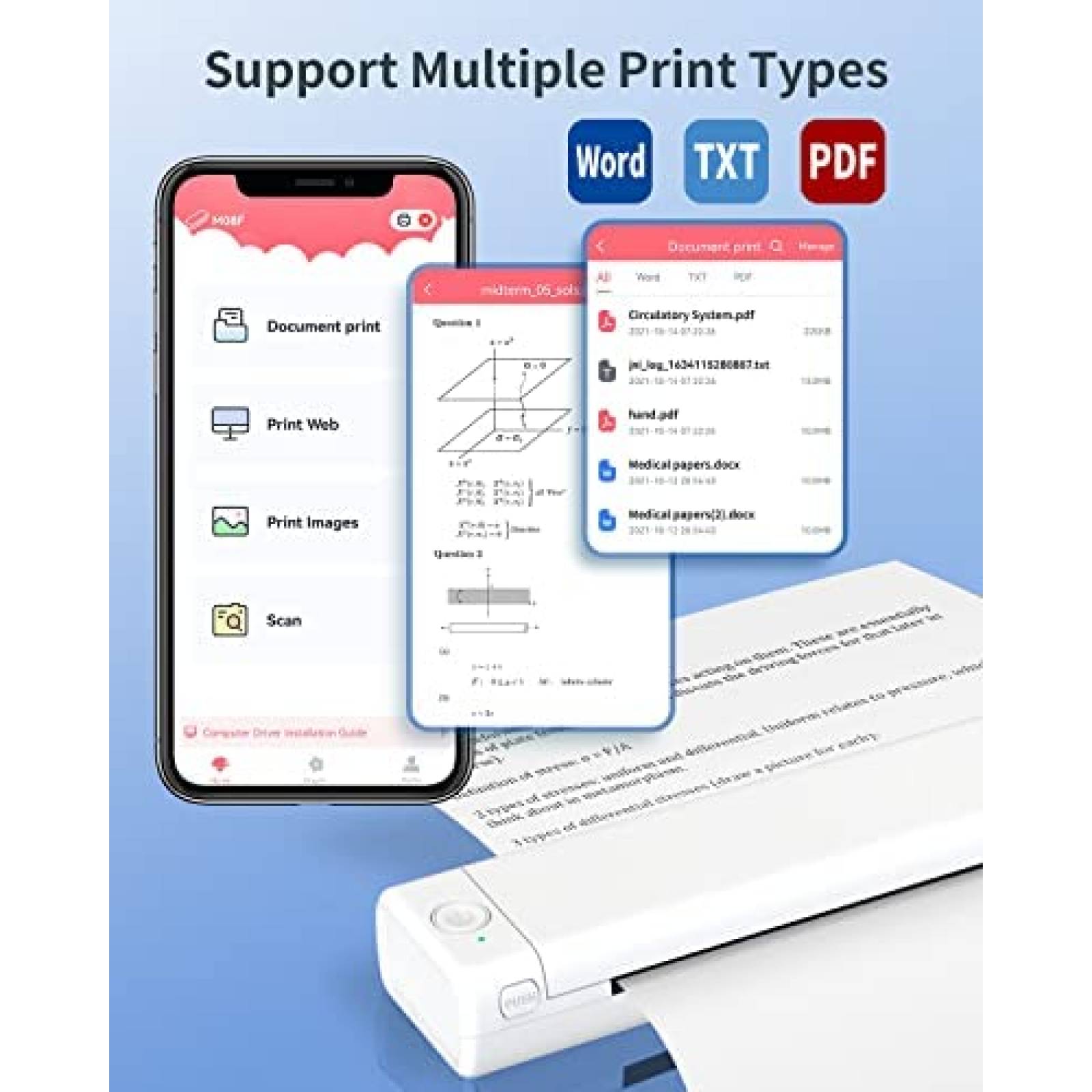 Impresora Termica Odaro M08F Portatil Tamaño Carta -Blanco