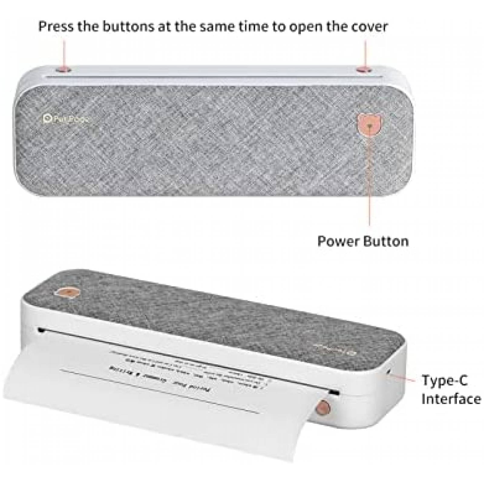 Impresora Termica PeriPage Portatil Bluetooth Papel A4 -Gris