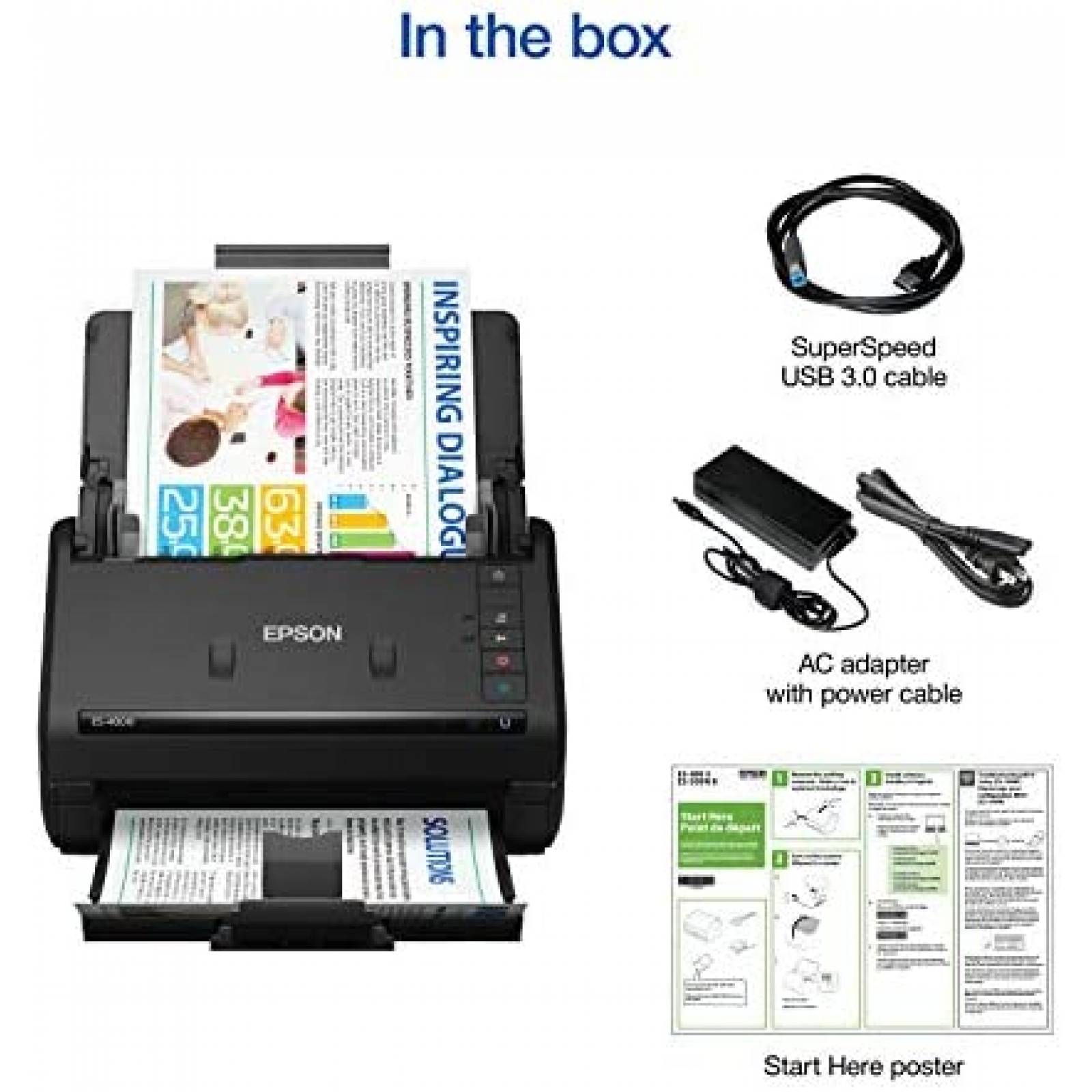 Escaner de Documentos Epson Workforce ES-400 II ADF -Negro