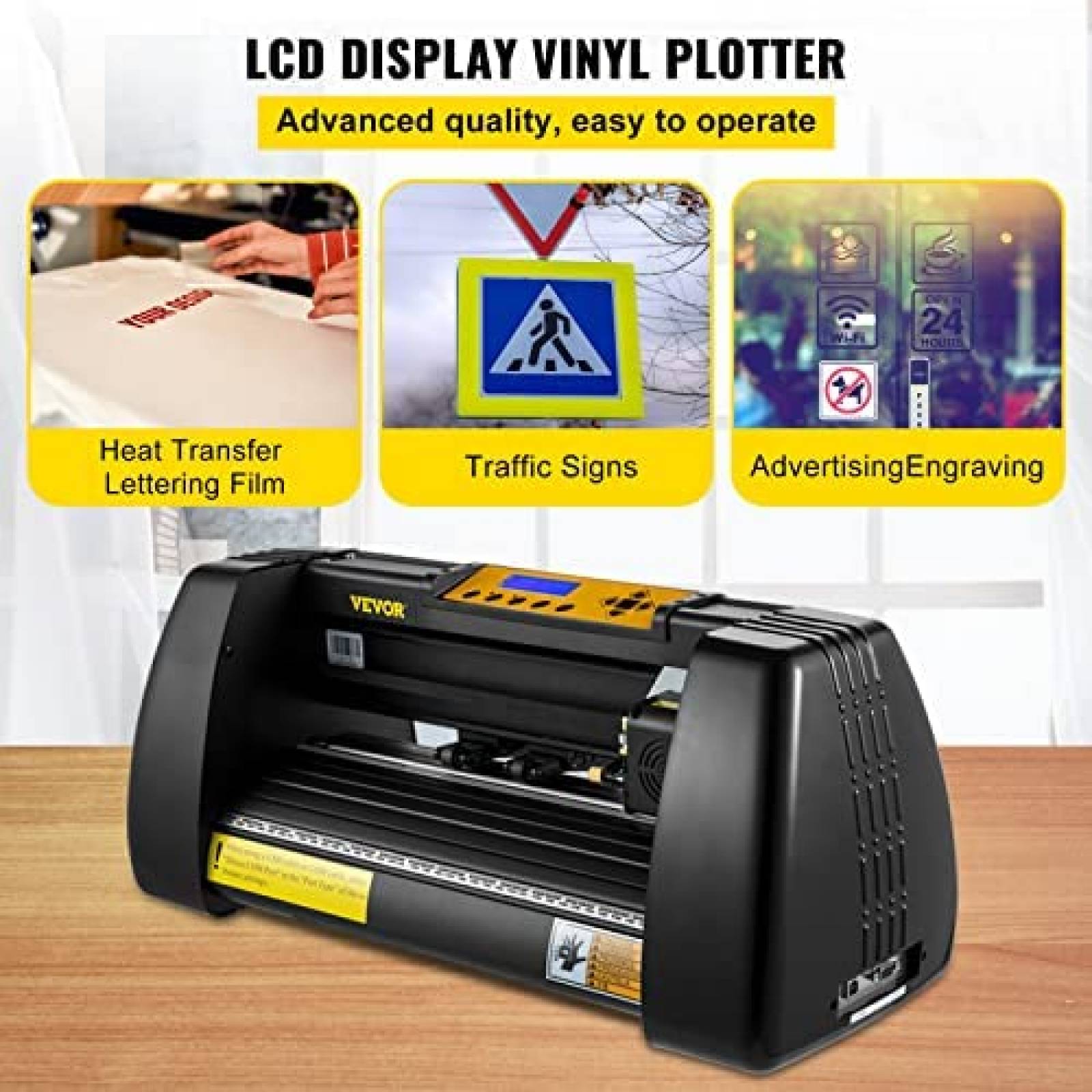 Cortadora de Vinilo VEVOR Plotter 14'' LCD 375mm -Negro