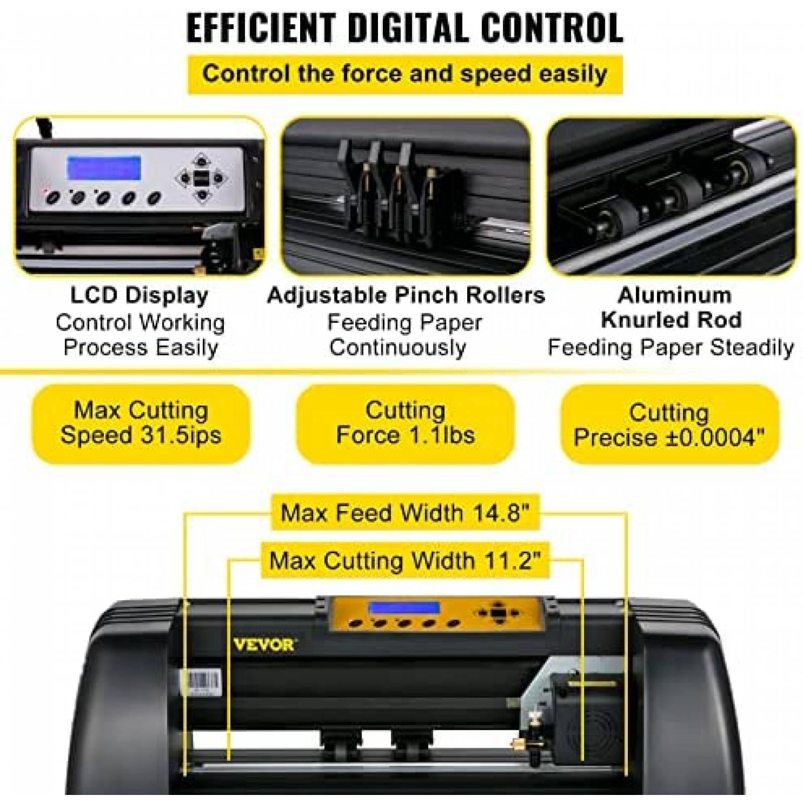 Cortadora de Vinilo VEVOR Plotter 14'' LCD 375mm -Negro