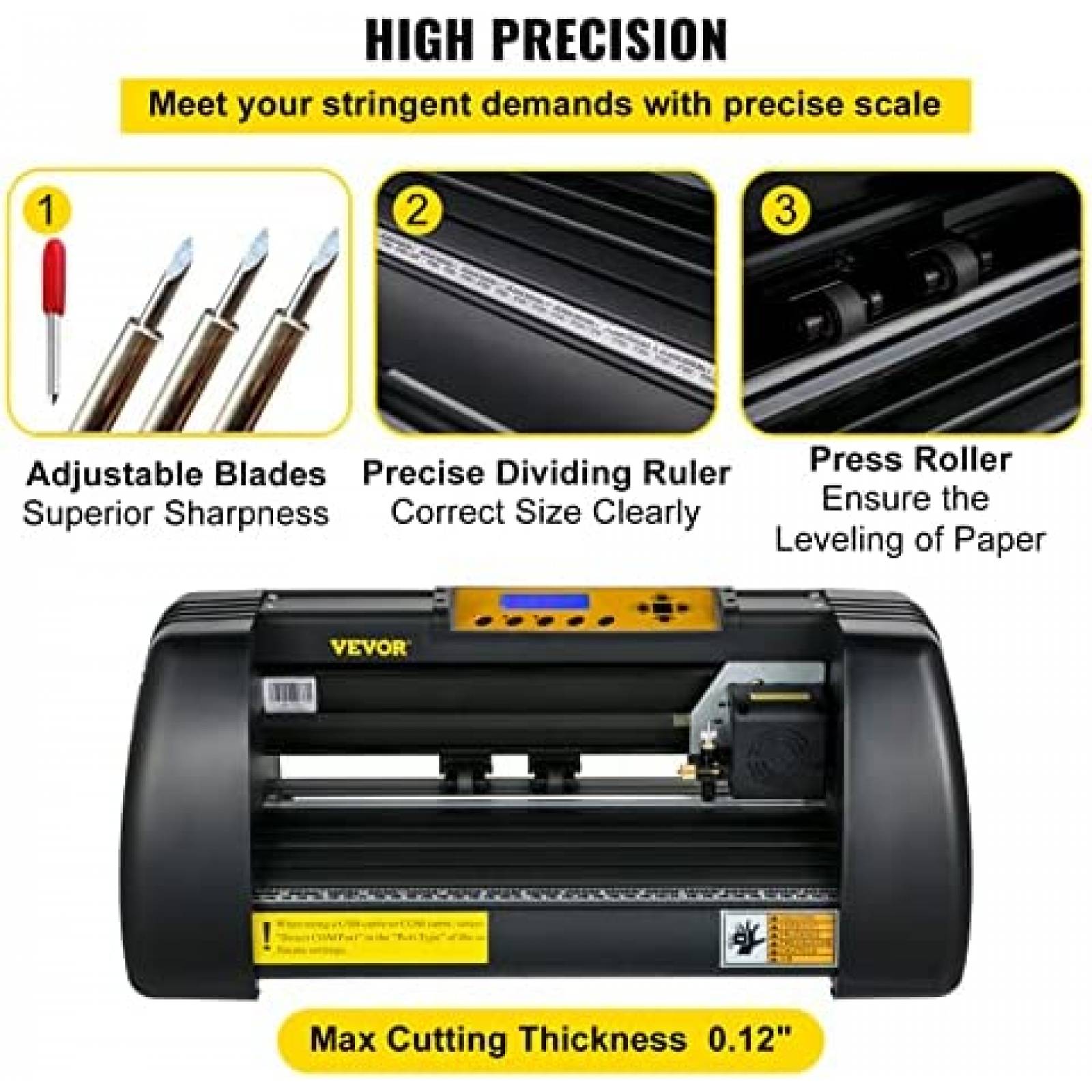 Cortadora de Vinilo VEVOR Plotter 14'' LCD 375mm -Negro