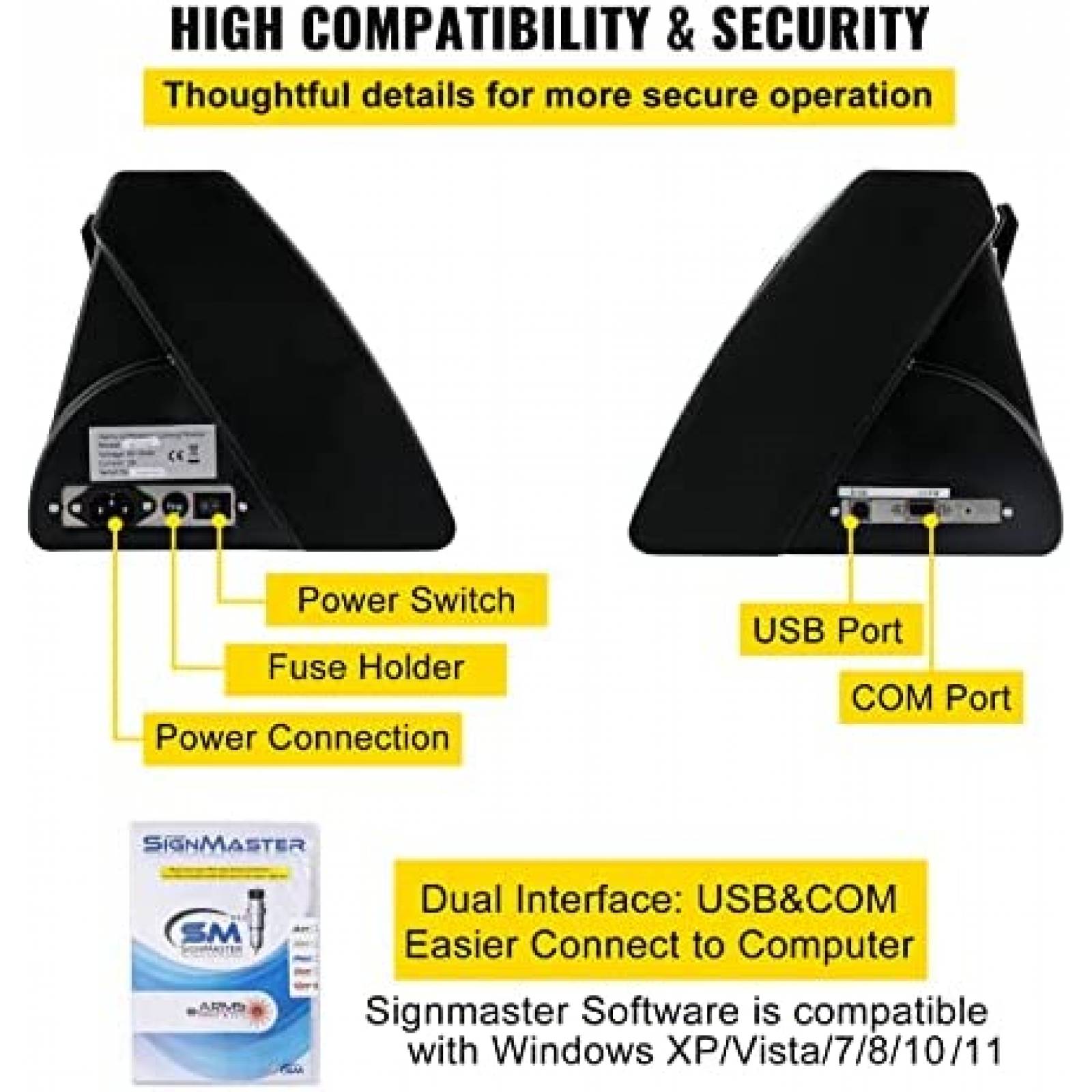 Cortadora de Vinilo VEVOR Plotter 14'' LCD 375mm -Negro