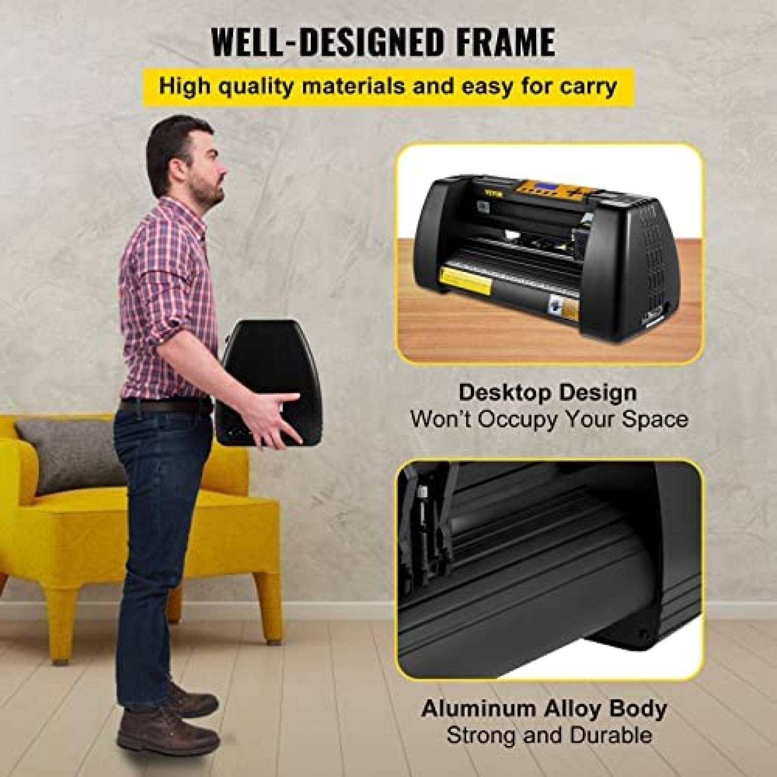 Cortadora de Vinilo VEVOR Plotter 14'' LCD 375mm -Negro