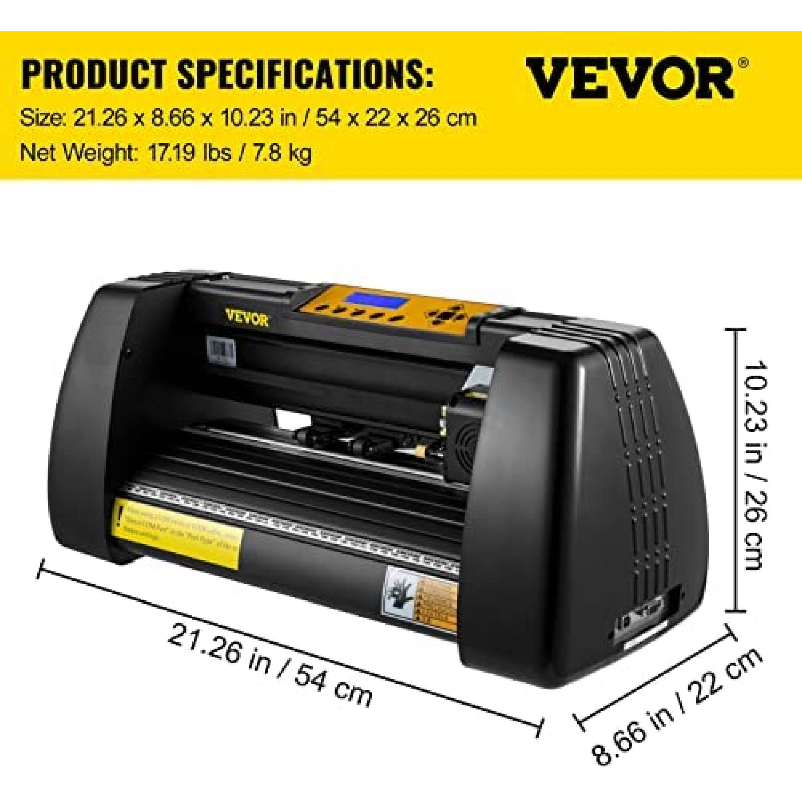 Cortadora de Vinilo VEVOR Plotter 14'' LCD 375mm -Negro