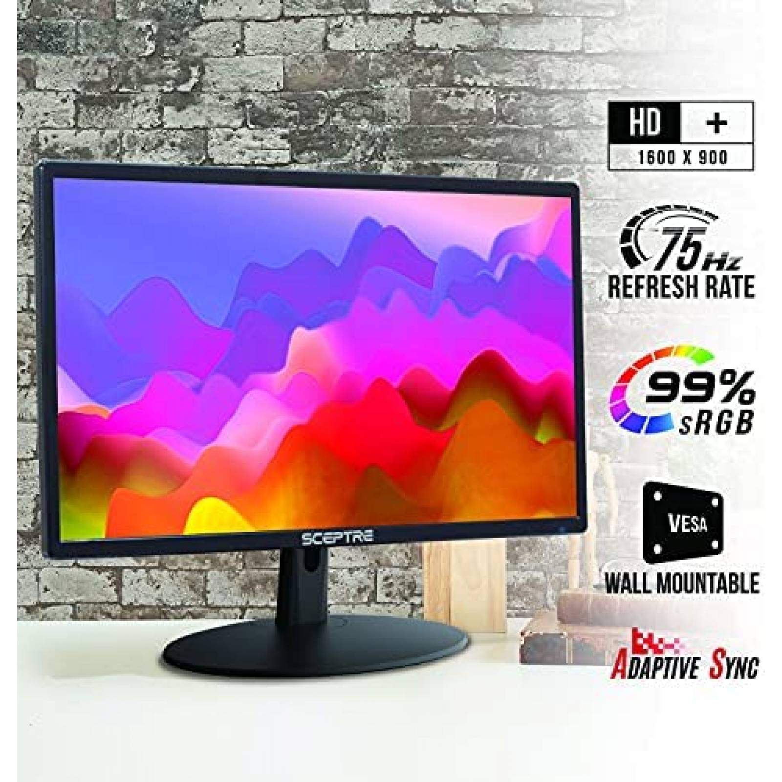 Monitor Sceptre 20" 1600 x 900 75Hz HDMI Altavoces -Negro