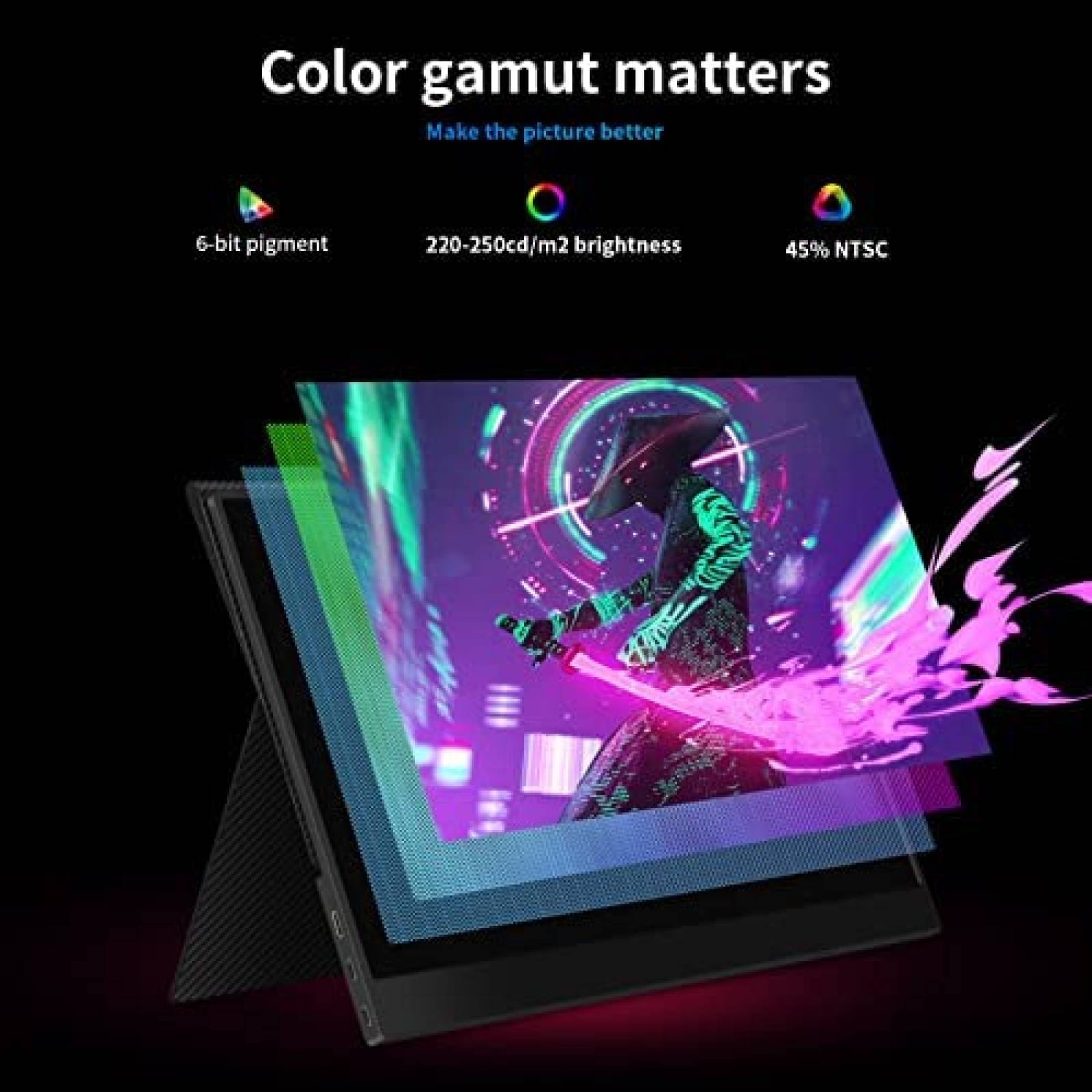 Monitor Portatil JOHNKANG 14'' FHD 1080P HDMI USB-C -Negro