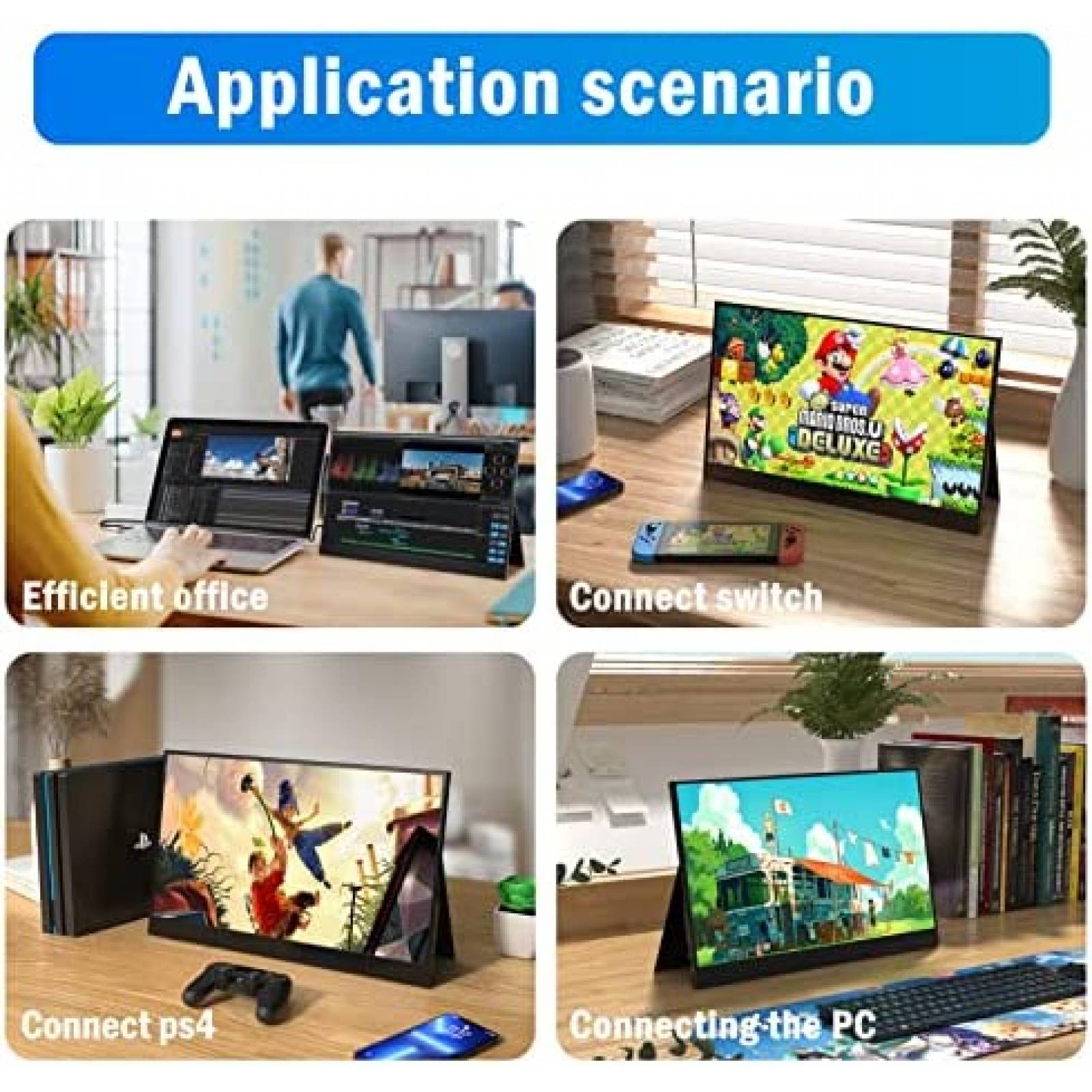 Monitor Portatil JOHNKANG 14'' FHD 1080P HDMI USB-C -Negro