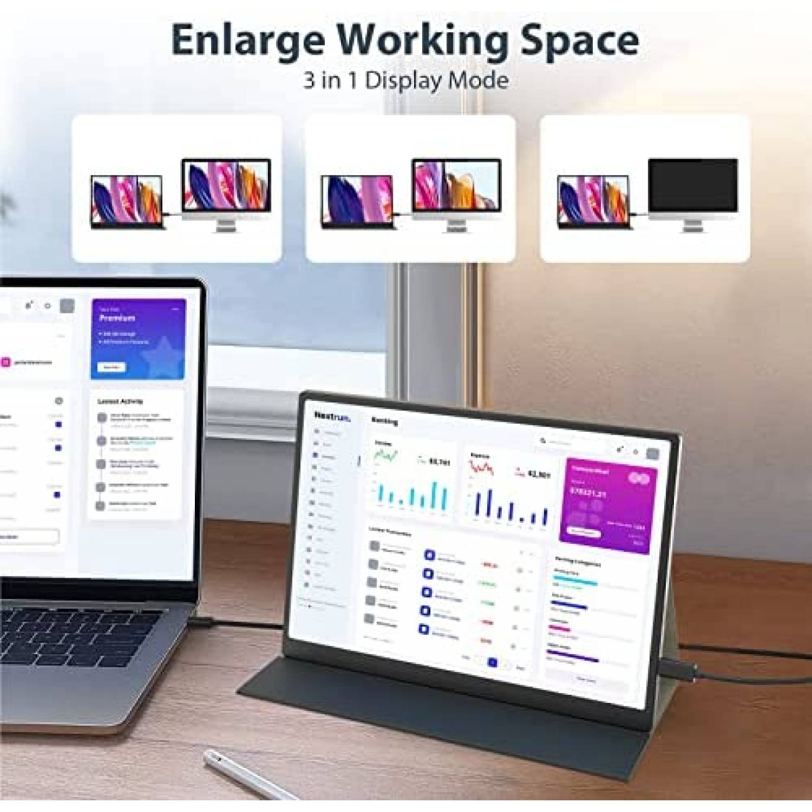 Monitor Portatil Miktver 10.5'' FHD 1920x1280 60Hz -Negro