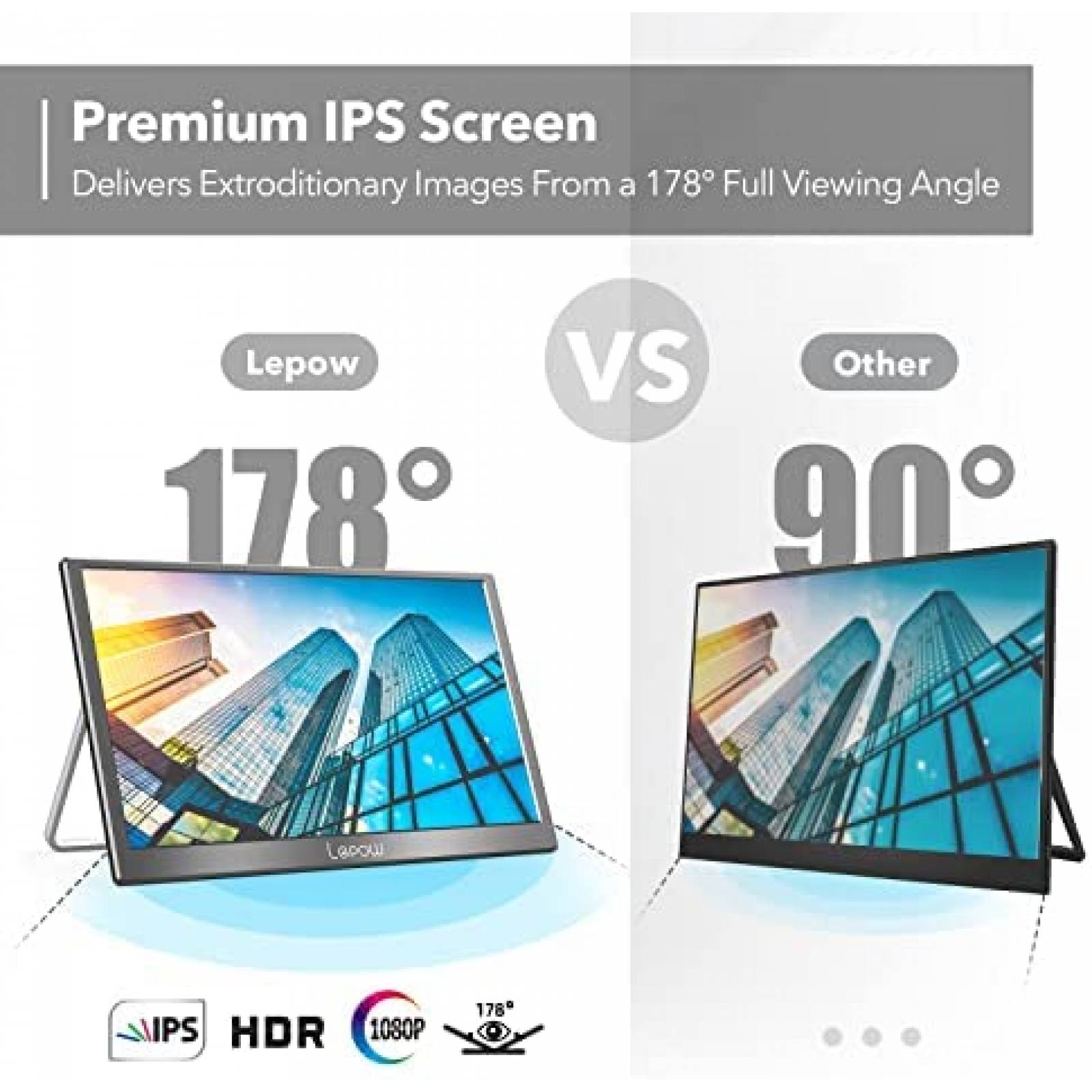 Monitor Portatil Lepow 15.6'' FHD 1080P HDMI 60Hz -Gris