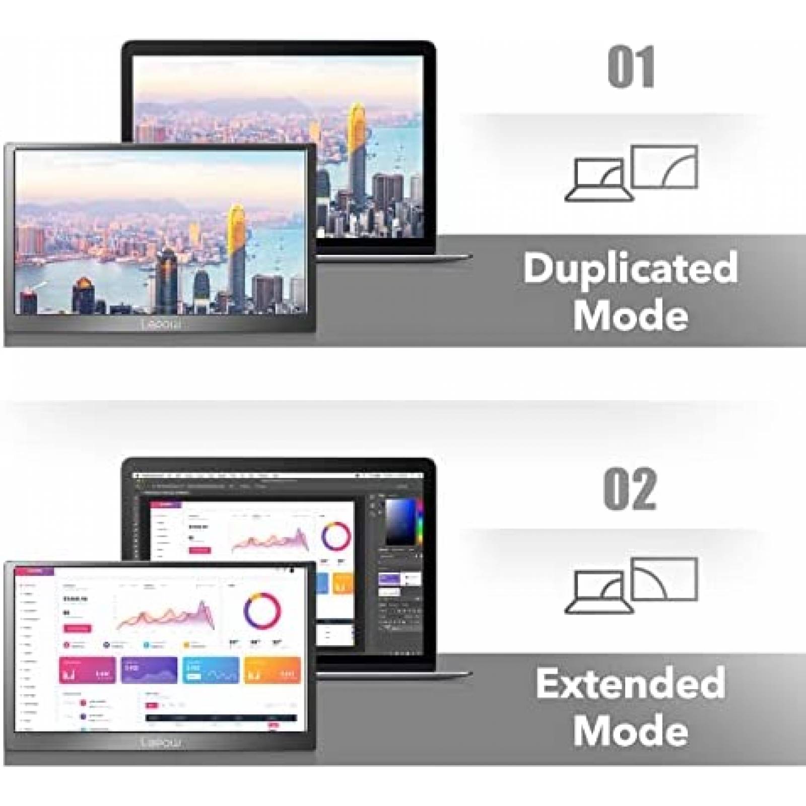 Monitor Portatil Lepow 15.6'' FHD 1080P HDMI 60Hz -Gris