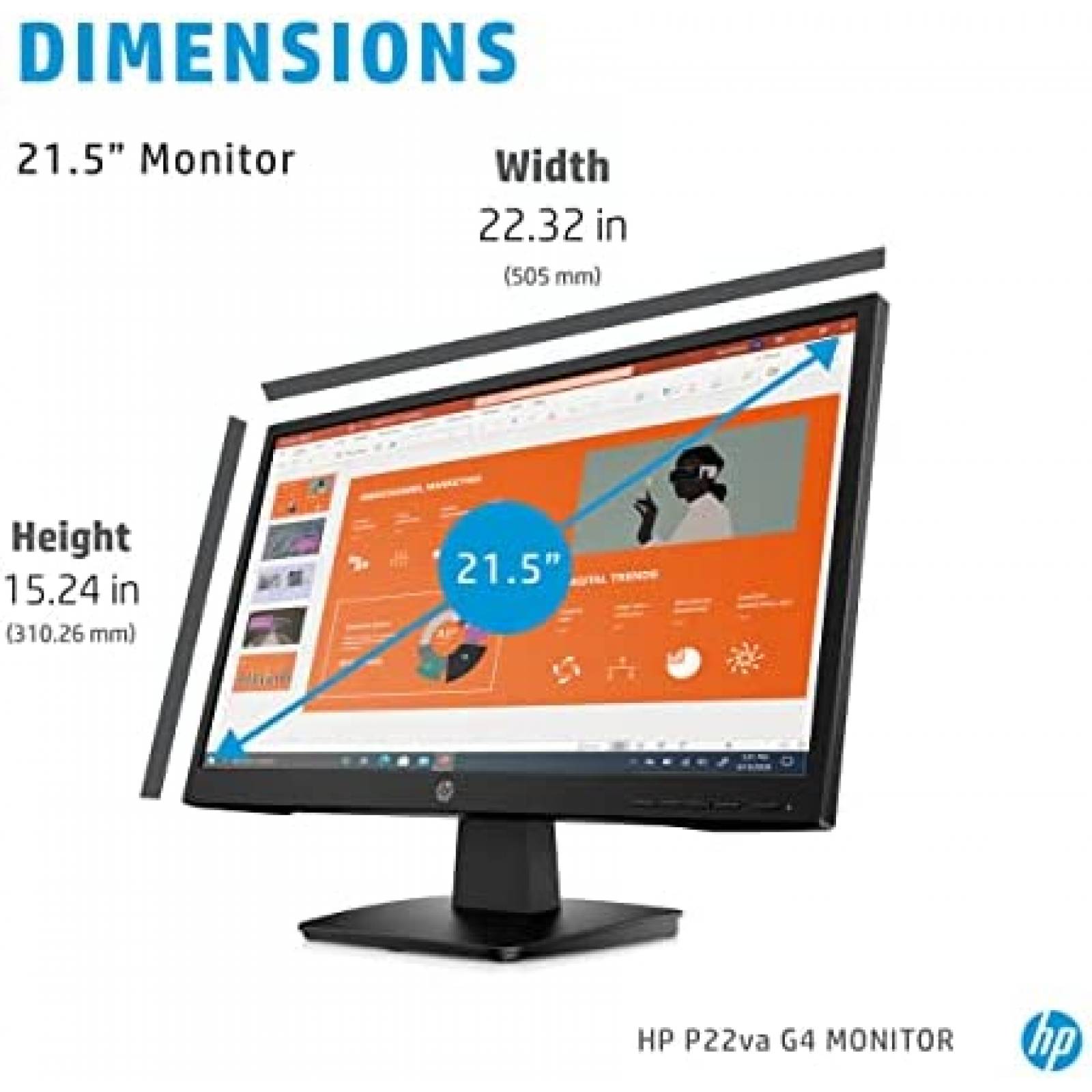 Monitor HP 21.5'' 1080P Full HD HDMI 60Hz 1920x1080 -Negro