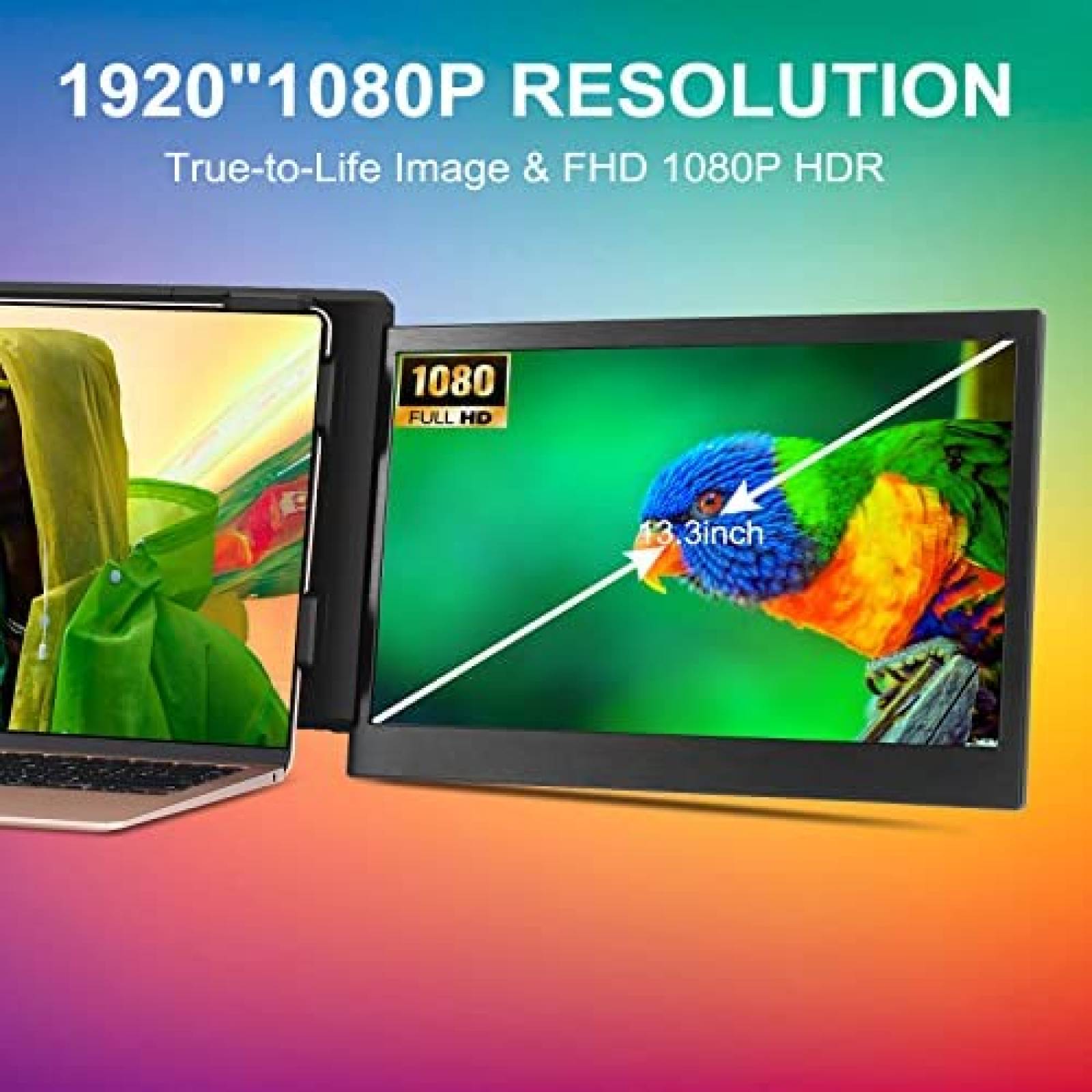 Monitor Para Laptop Taotuo 13.4'' Full HD IPS -Negro