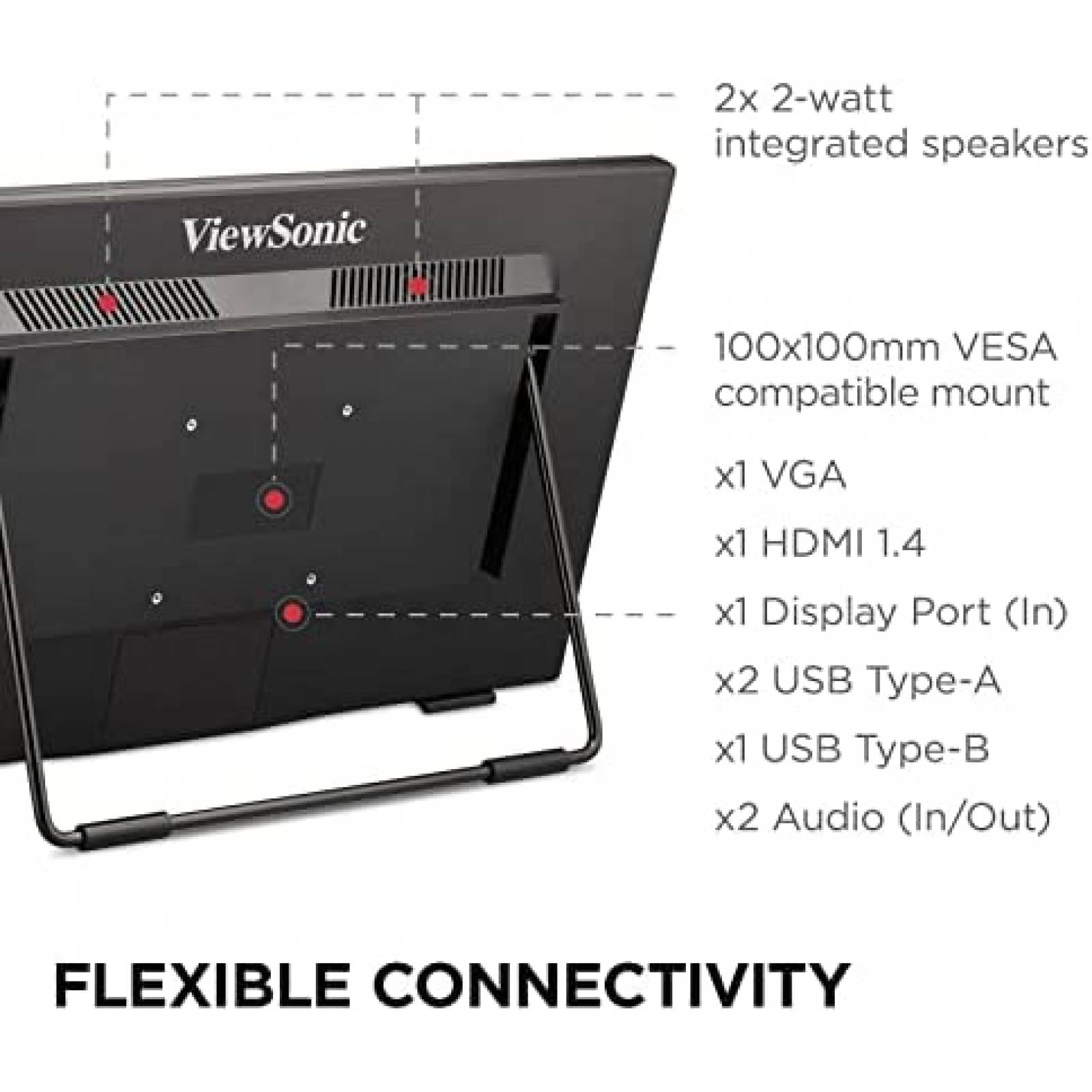 Monitor Tactil ViewSonic TD2465 Profesional 24" con Audio