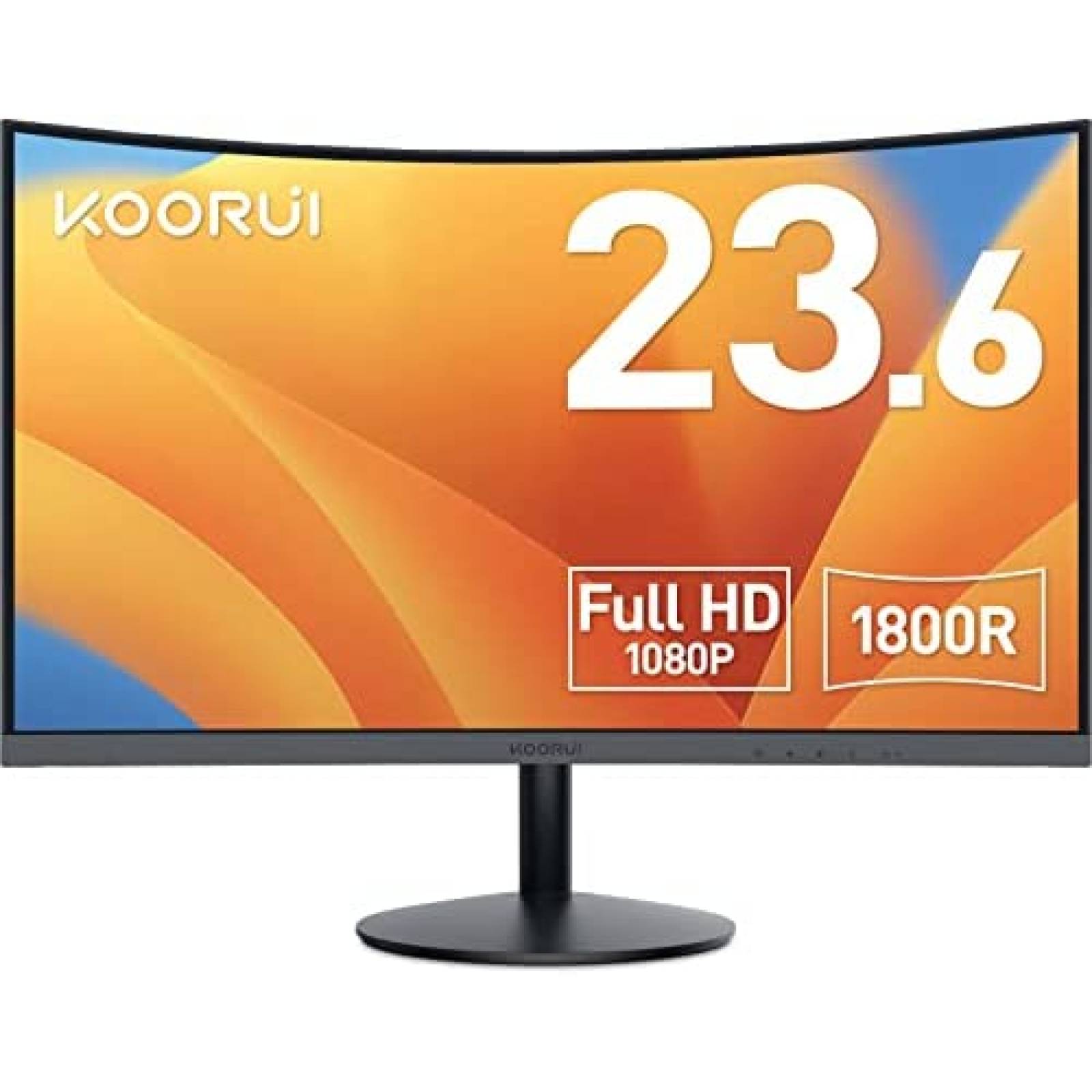 KOORUI Monitor Curvo - 23,6 Pulgadas Full HD (1920 x 1080 a 60 Hz, VA, 5