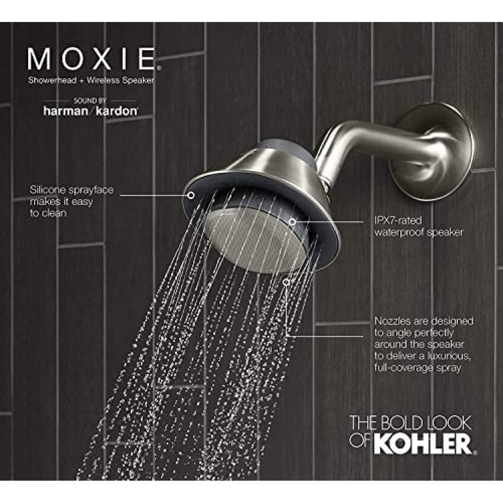 Regadera con Bocina Bluetooth KOHLER Moxie Alexa -Blanco