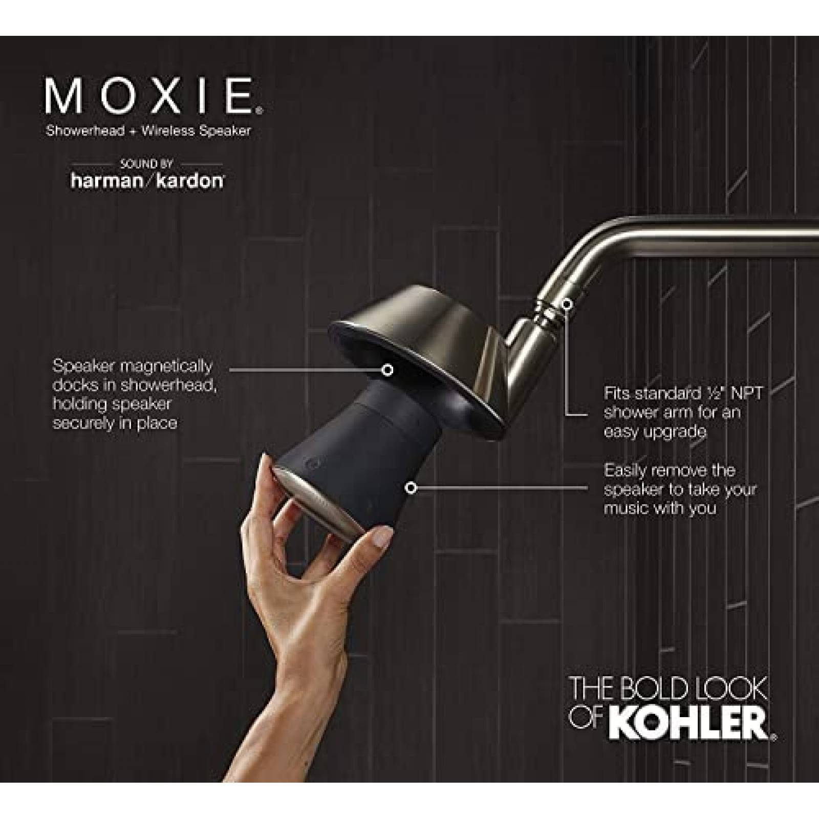 Regadera con Bocina Bluetooth KOHLER Moxie Alexa -Blanco