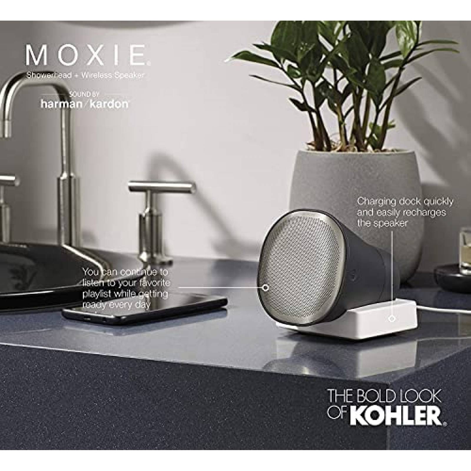 Regadera con Bocina Bluetooth KOHLER Moxie Alexa -Blanco