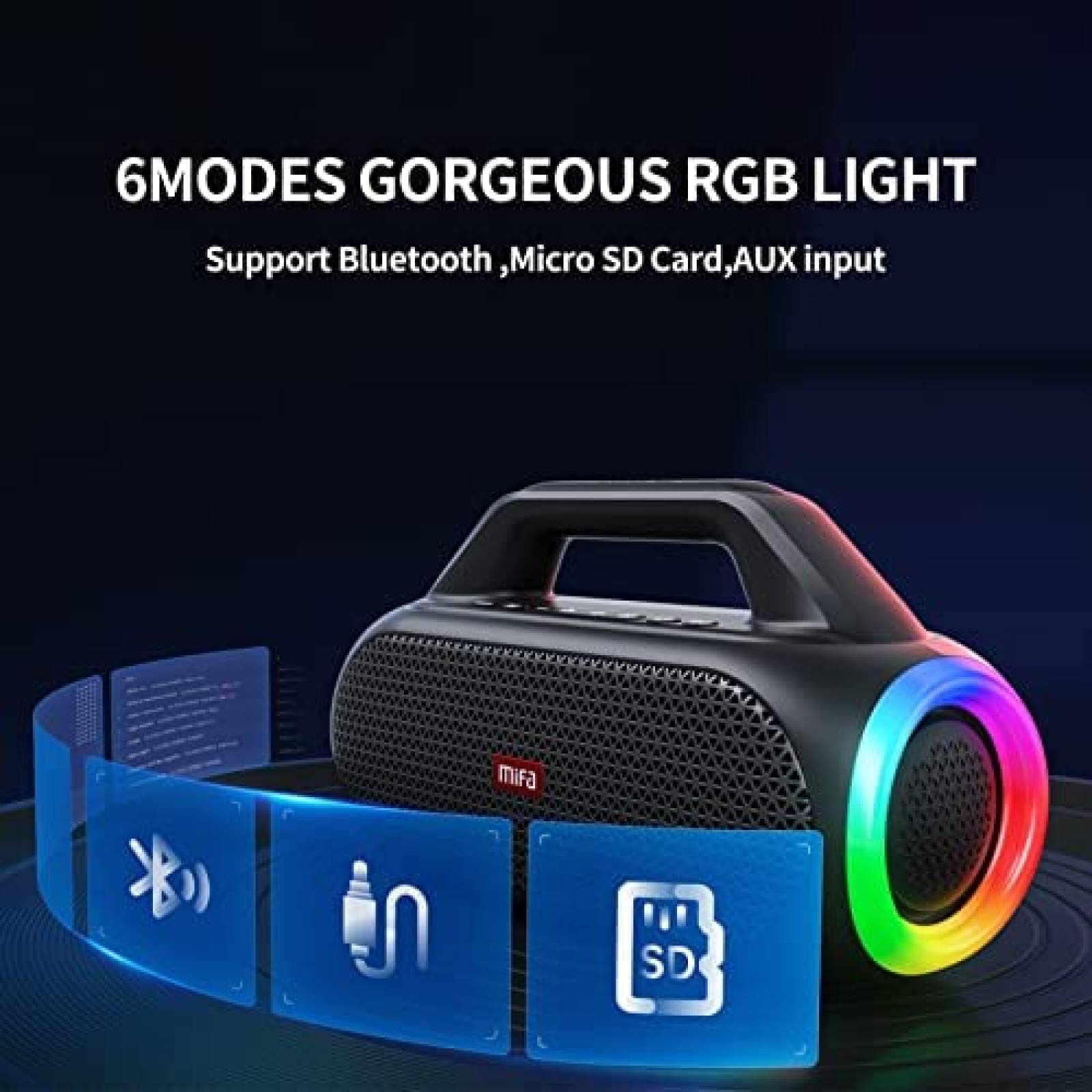 Bocina Bluetooth MIFA WildBox Party Resistente IPX7 24H -Neg