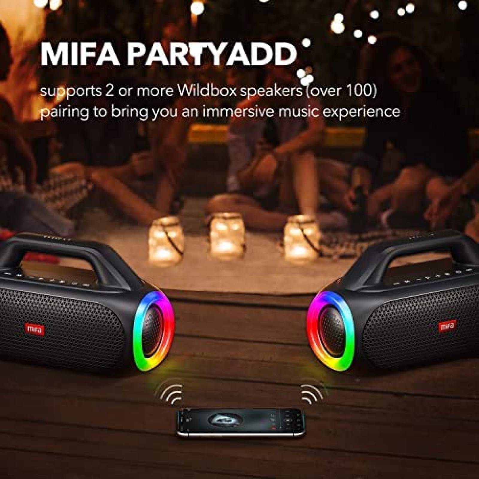 Bocina Bluetooth MIFA WildBox Party Resistente IPX7 24H -Neg