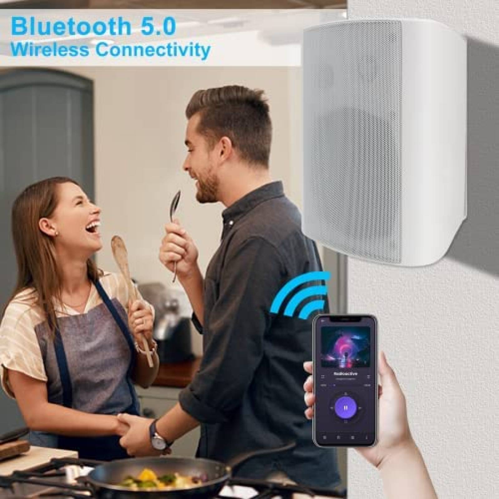 Altavoces Herdio 6.5" 440w Bluetooth Para Exterior -Blanco