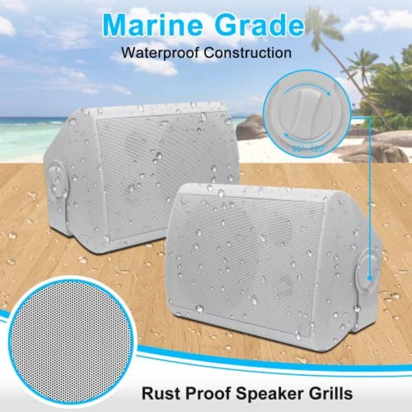 Altavoces Herdio 6.5" 440w Bluetooth Para Exterior -Blanco