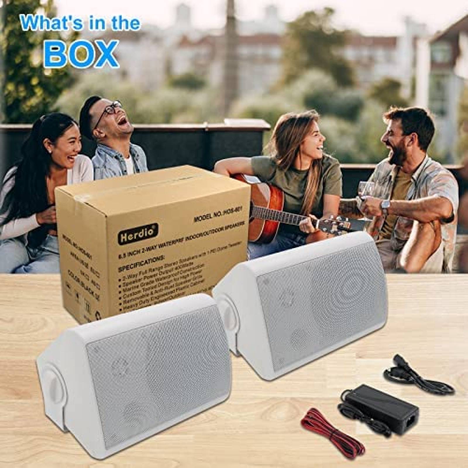 Altavoces Herdio 6.5" 440w Bluetooth Para Exterior -Blanco