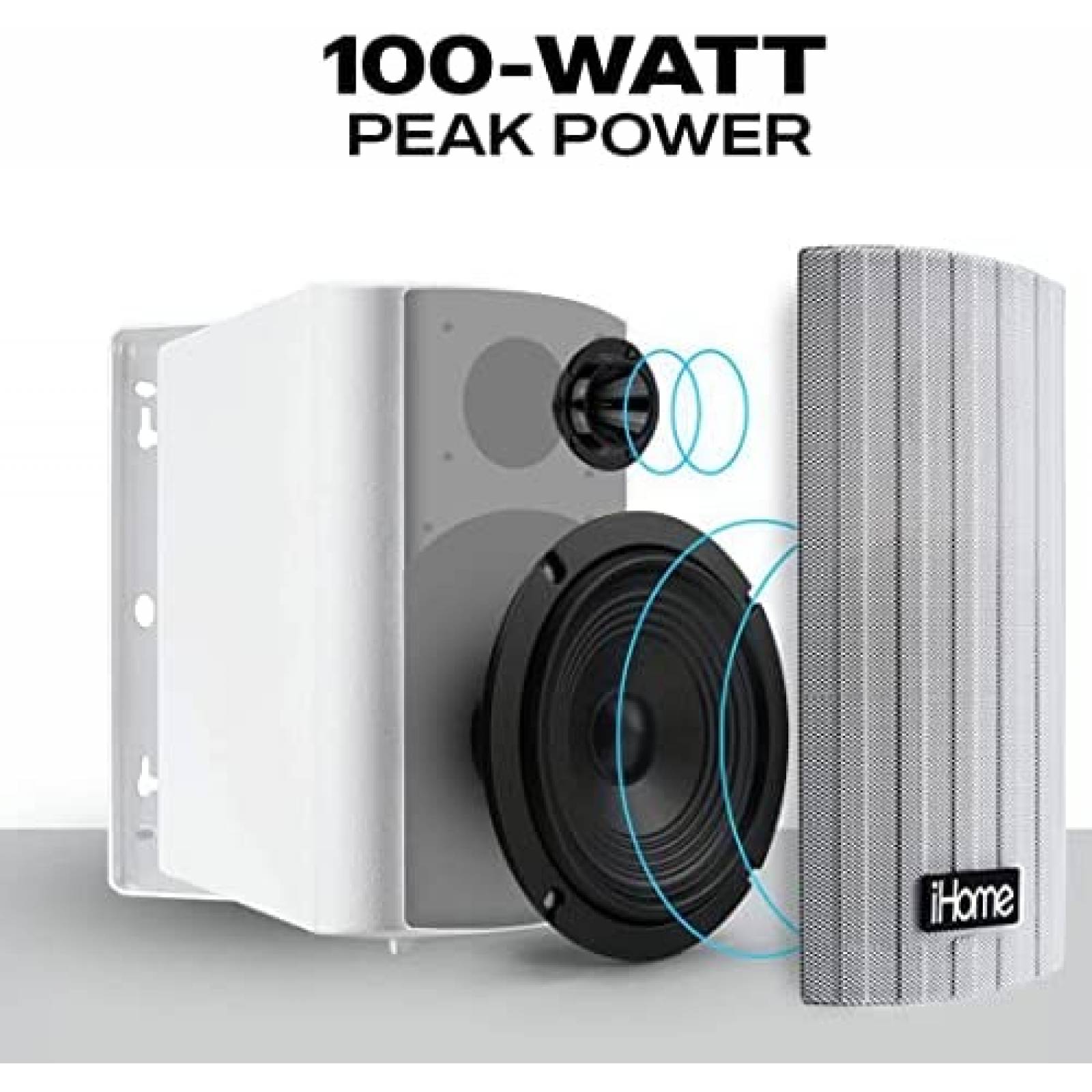 Altavoces iHome 4" 100W Bluetooth Para Exterior -Blanco