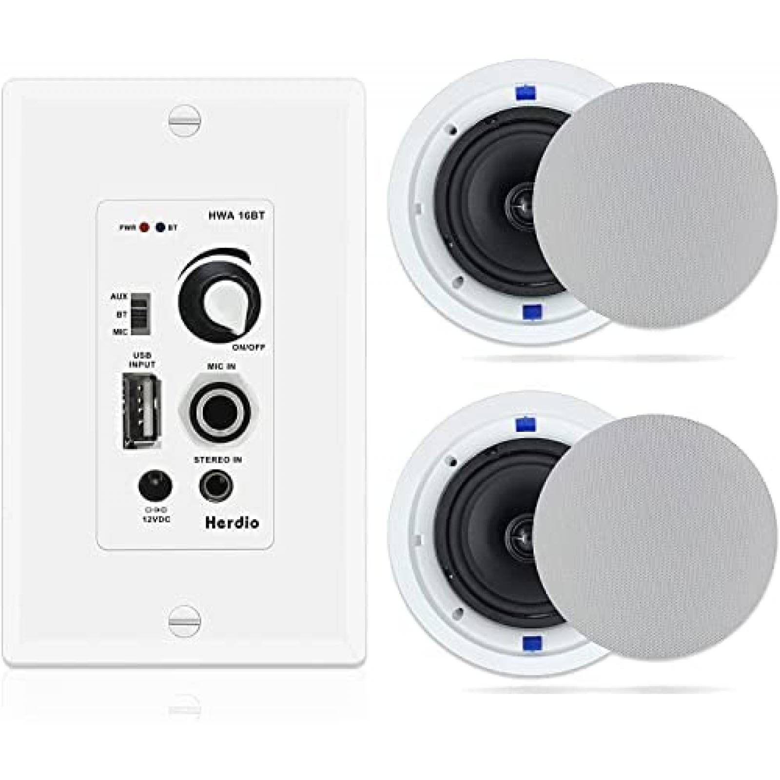 2 Bocinas para Techo Herdio HCS818 Plafon 6.5 320W Bluetooth