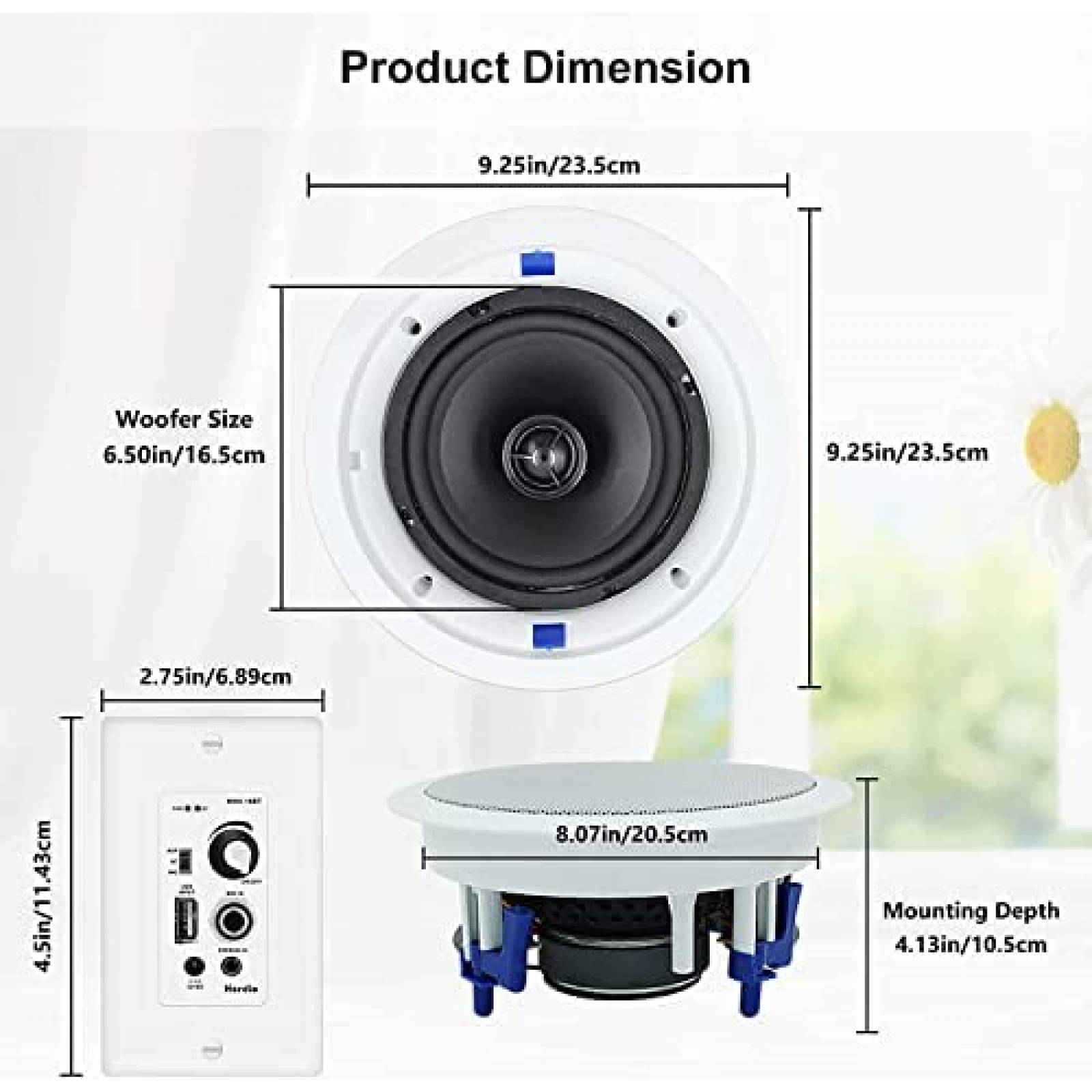 2 Bocinas para Techo Herdio HCS818 Plafon 6.5 320W Bluetooth