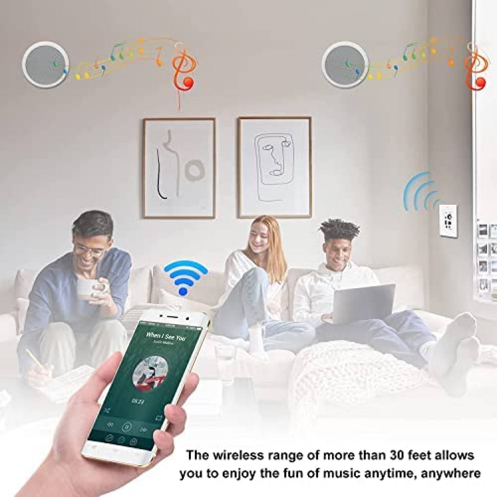 2 Bocinas para Techo Herdio HCS818 Plafon 6.5 320W Bluetooth