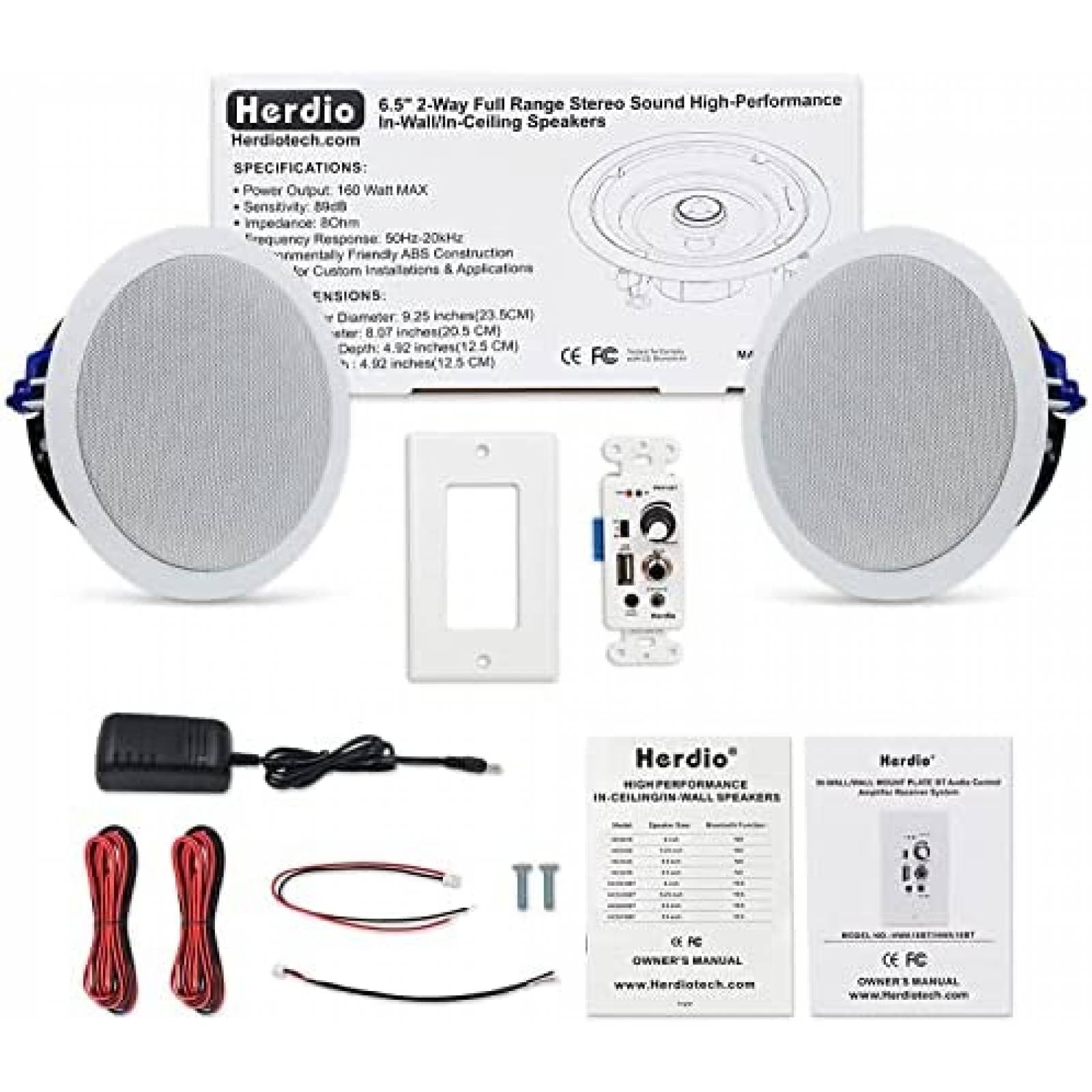 2 Bocinas para Techo Herdio HCS818 Plafon 6.5 320W Bluetooth