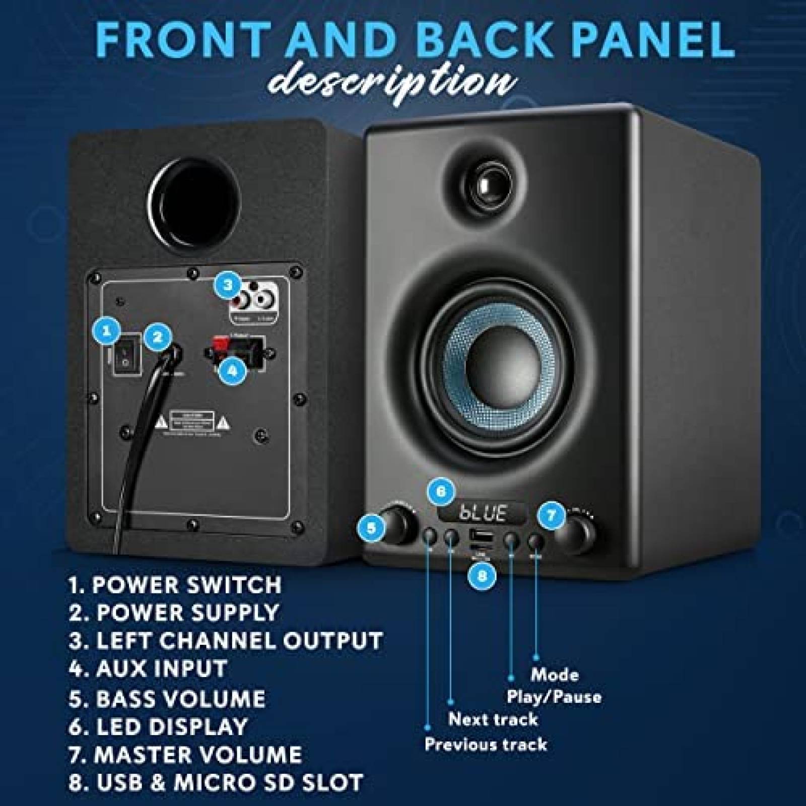 Set de Bocinas para Repisa Pyle PBKSP33BK Bluetooth RCA