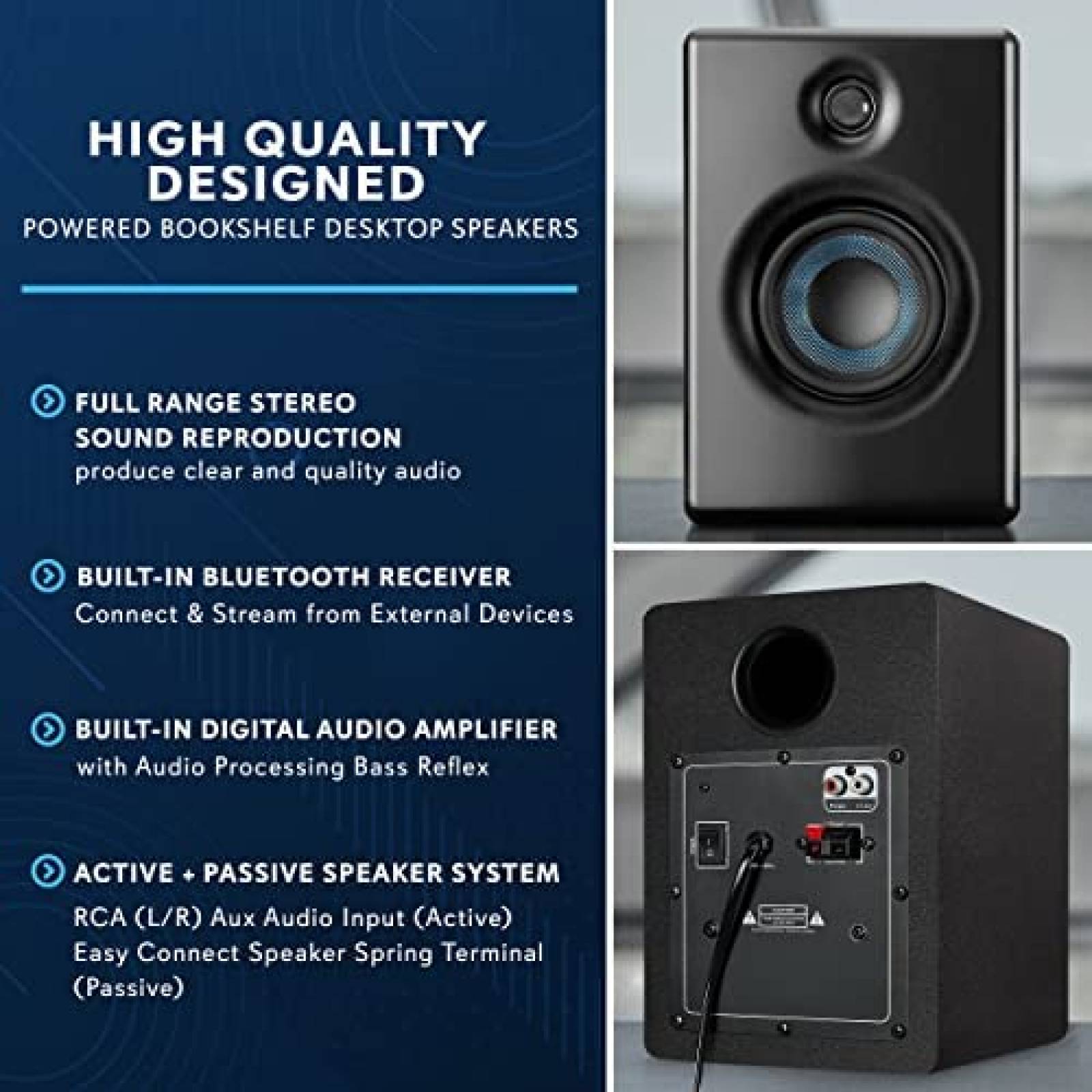 Set de Bocinas para Repisa Pyle PBKSP33BK Bluetooth RCA