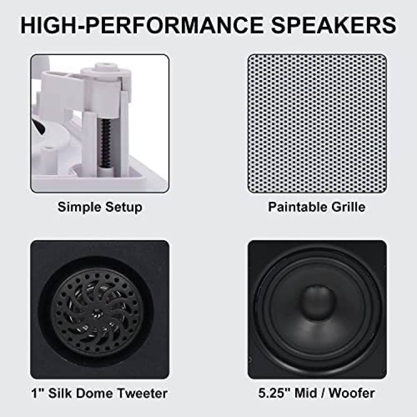 4 Bocinas para Techo Herdio HCS5030 5.25" 400W Bluetooth