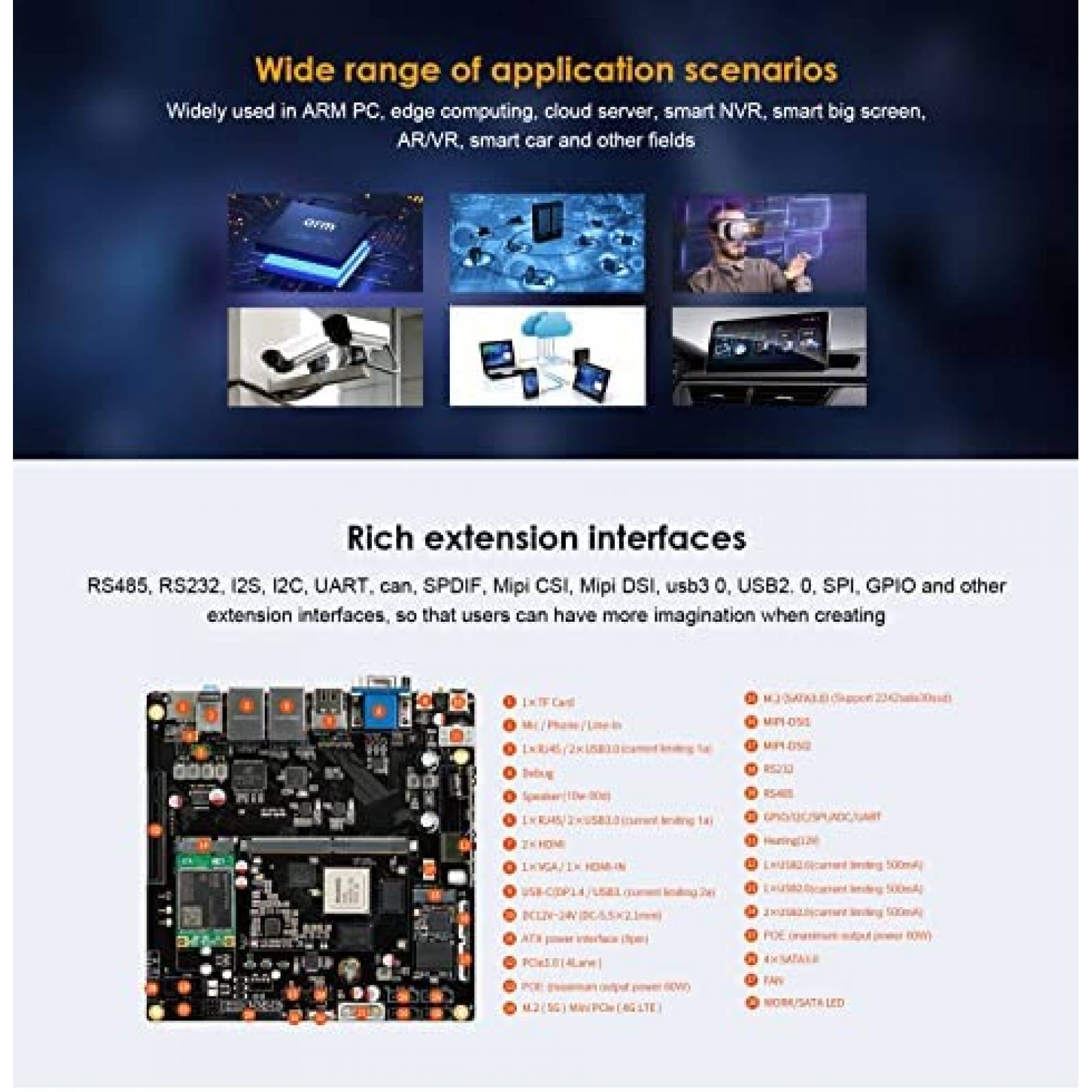 Placa base WayPonDEV ITX-3588J 4 GB RAM + 32 GB EMMC -Negro