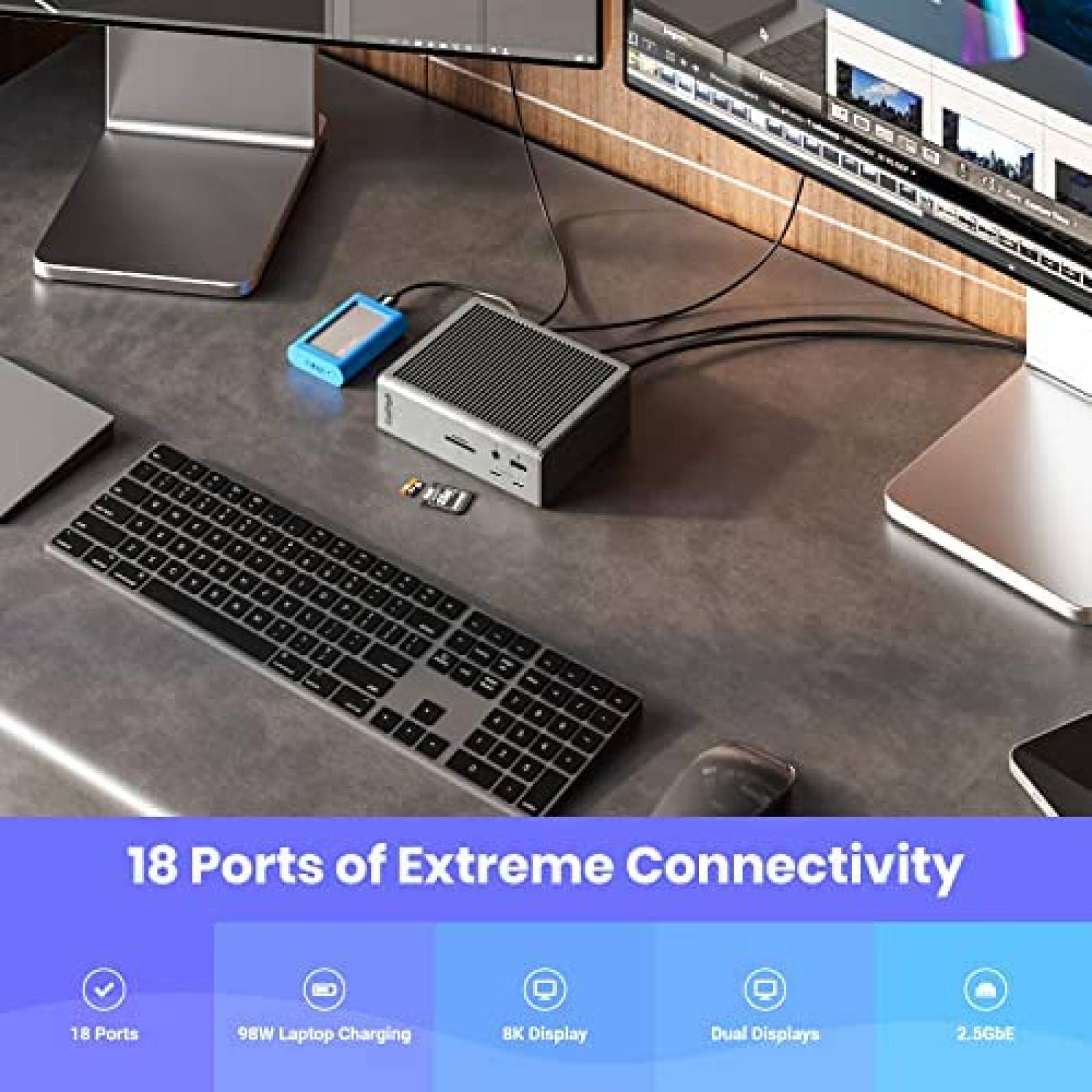 Hub USB CalDigit TS4 con 18 Puertos USB/USBC -Gris