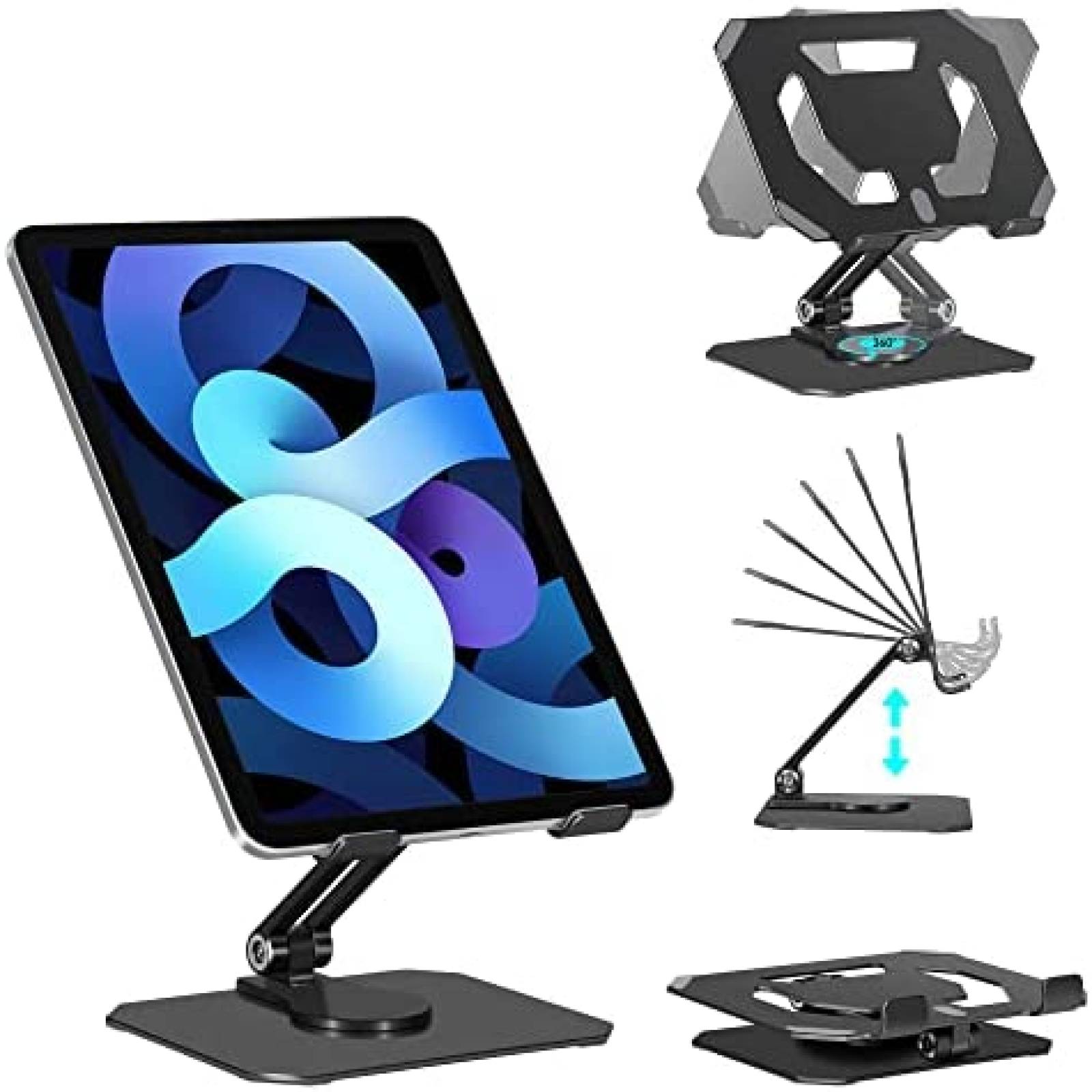 Soporte Ajustable Arae de 360 para iPad Air/Pro -Negro
