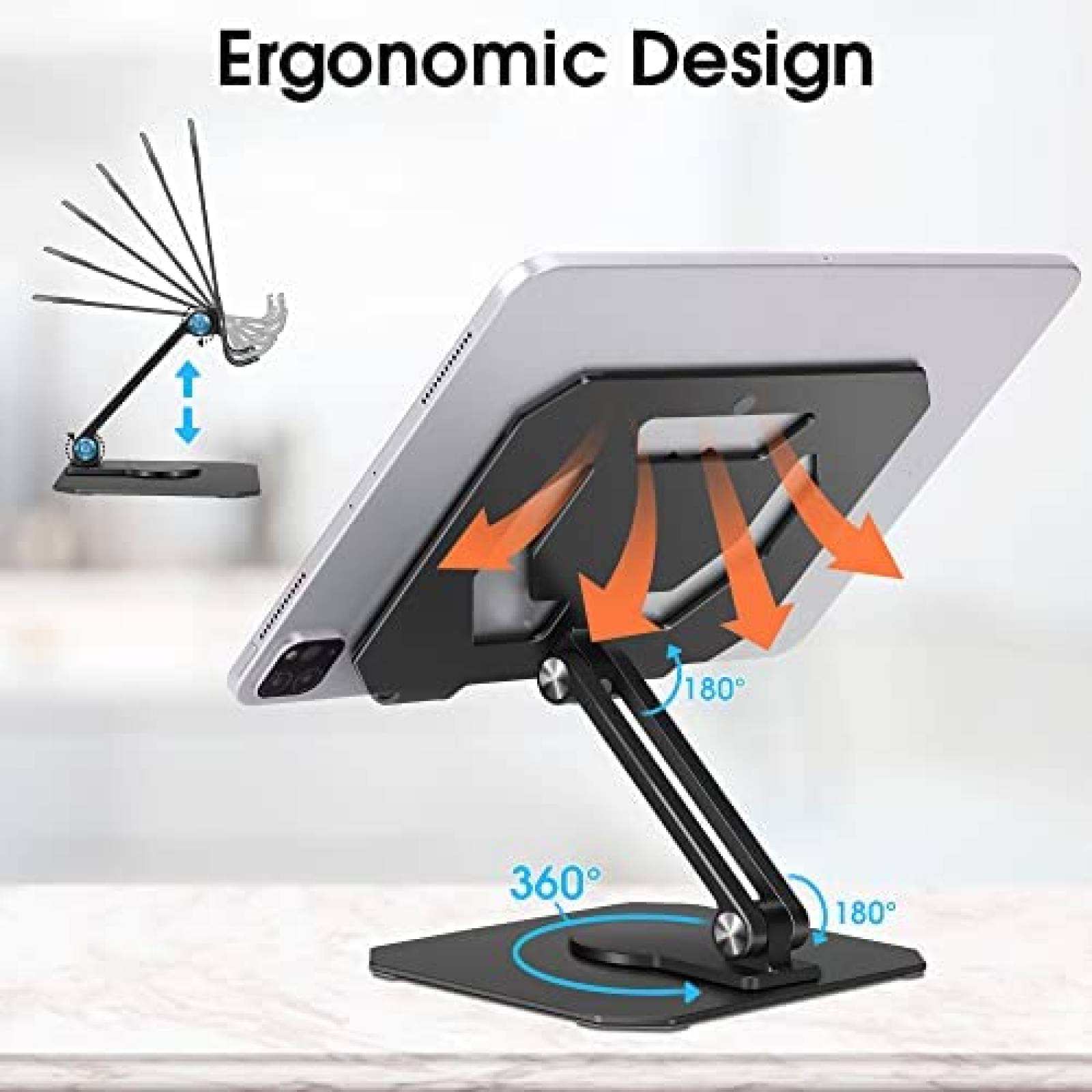 Soporte Ajustable Arae de 360 para iPad Air/Pro -Negro