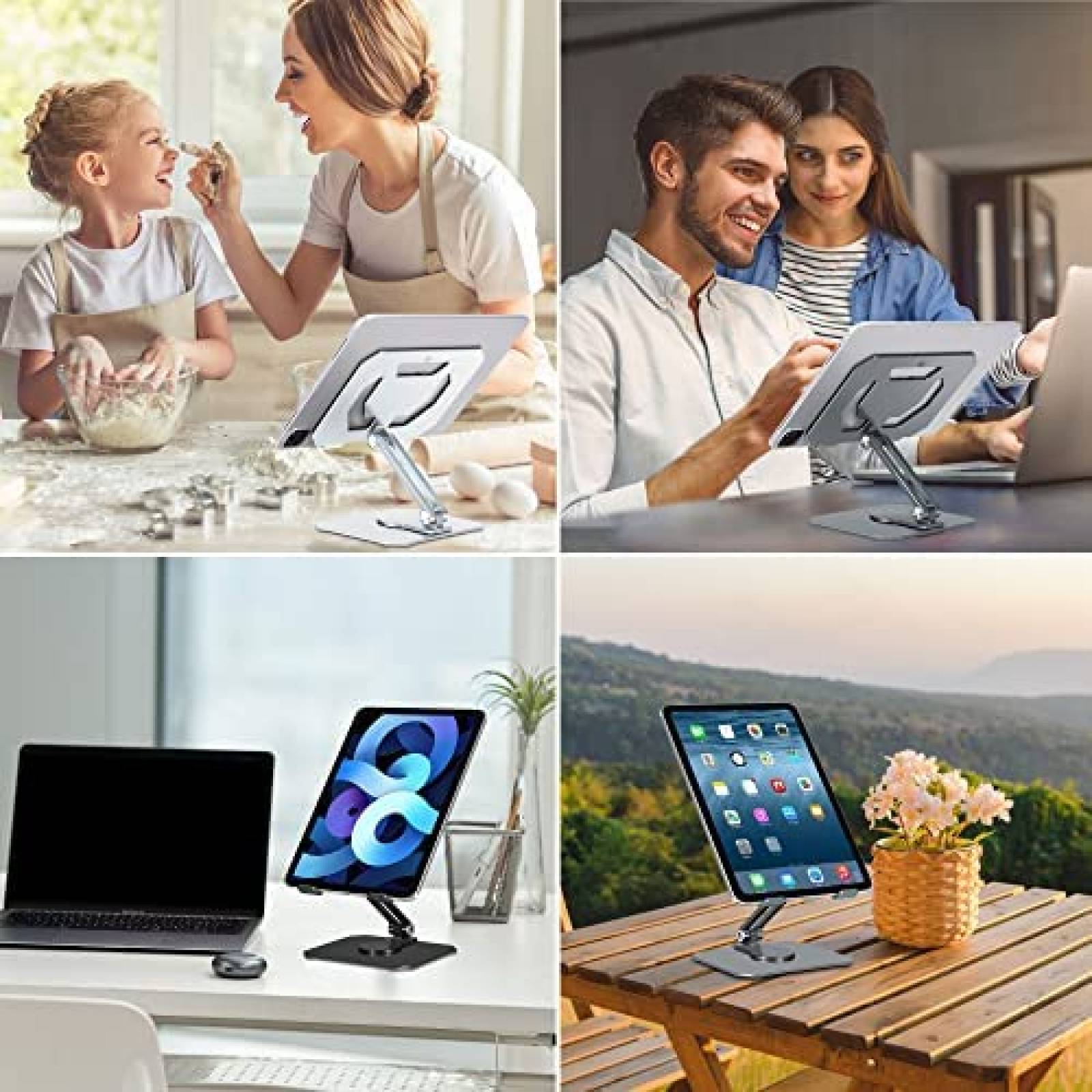 Soporte Ajustable Arae de 360 para iPad Air/Pro -Negro