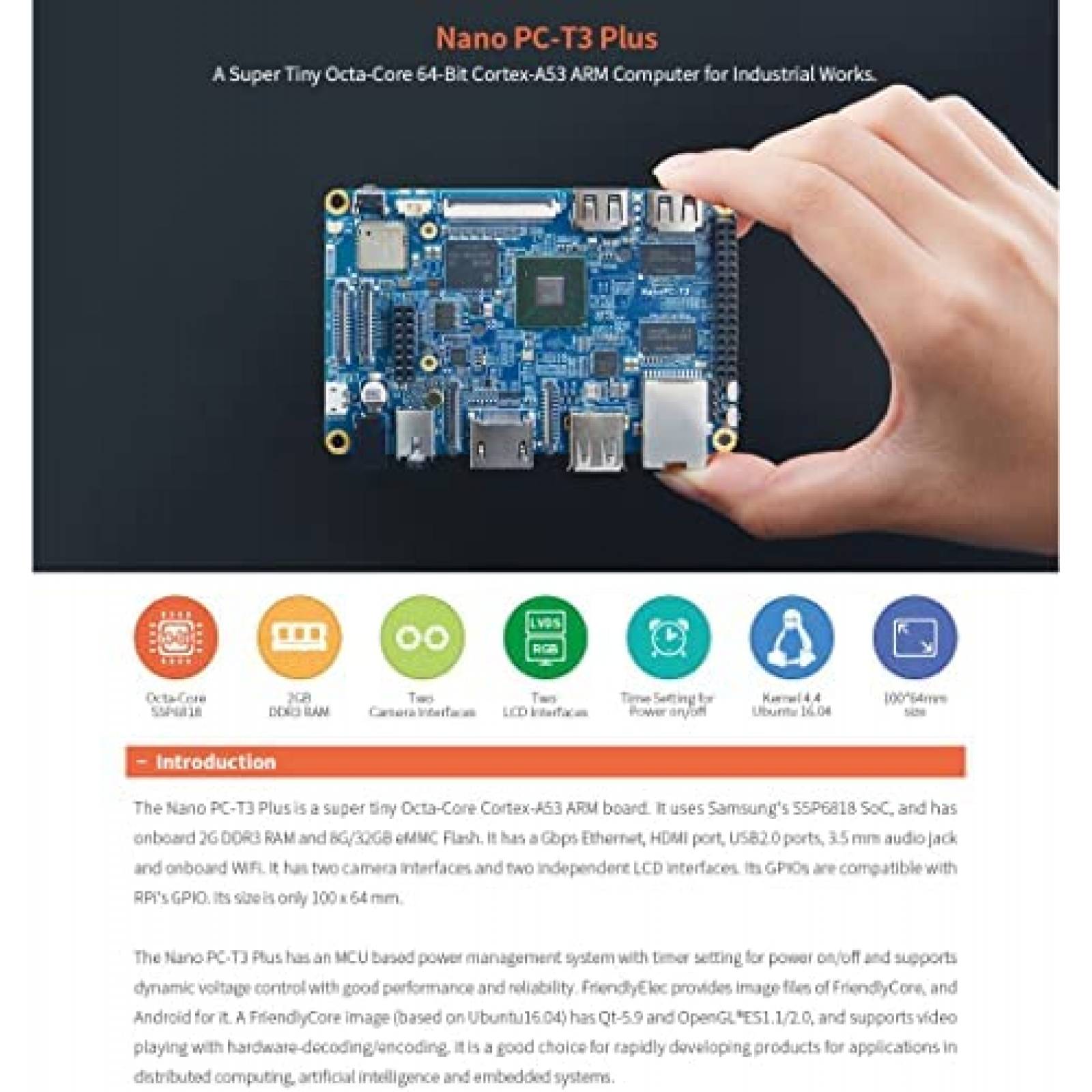 Placa Base WayPonDEV NanoPC-T3 De Codigo Abierto -Azul