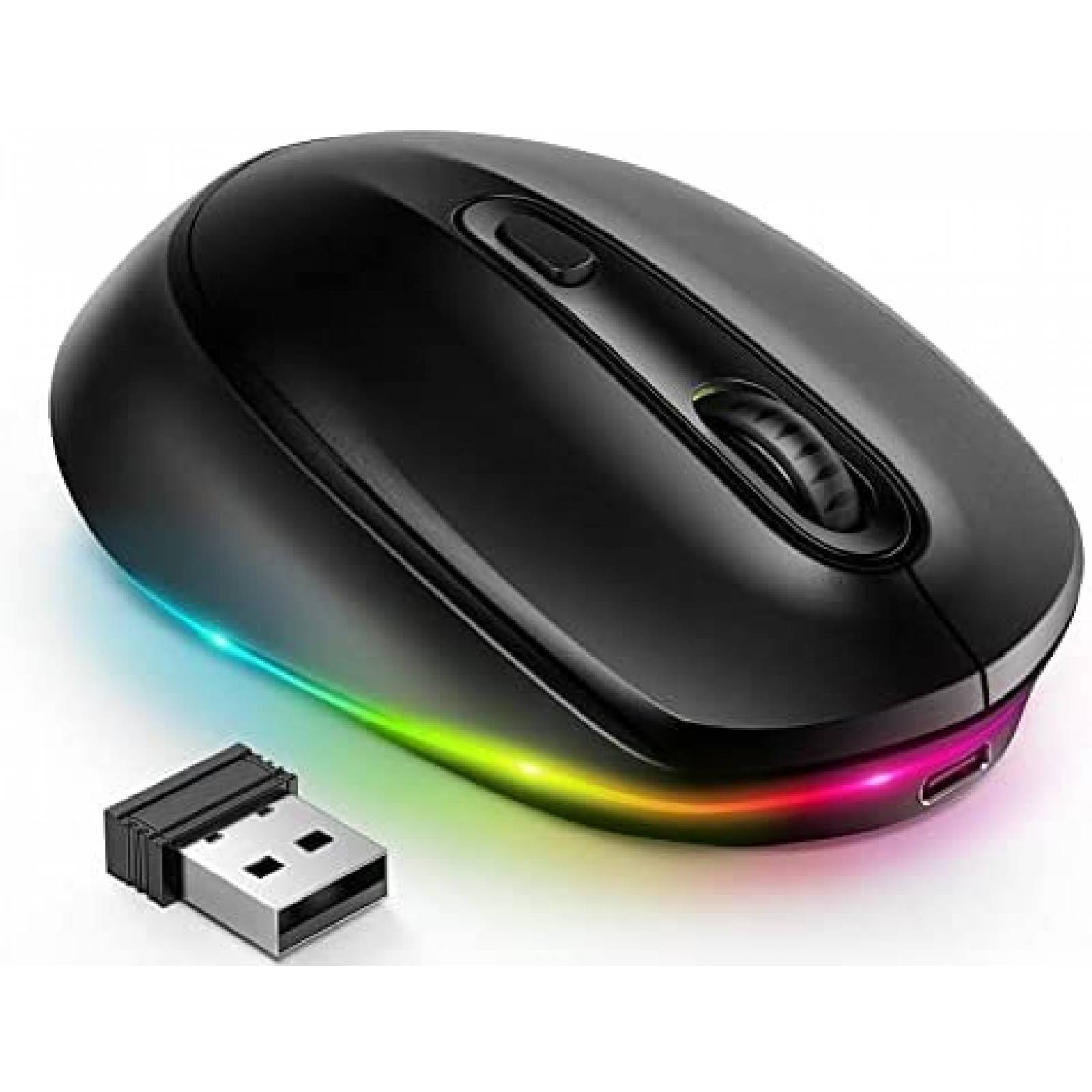 Mouse Gamer SEENDA Recargable LED Inalambrico -Negro