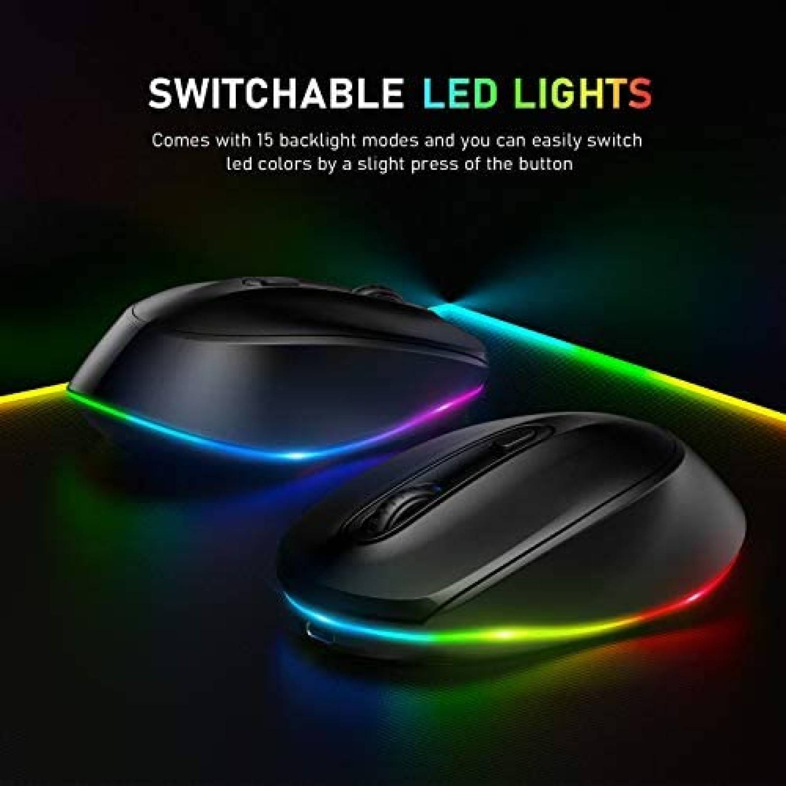 Mouse Gamer SEENDA Recargable LED Inalambrico -Negro