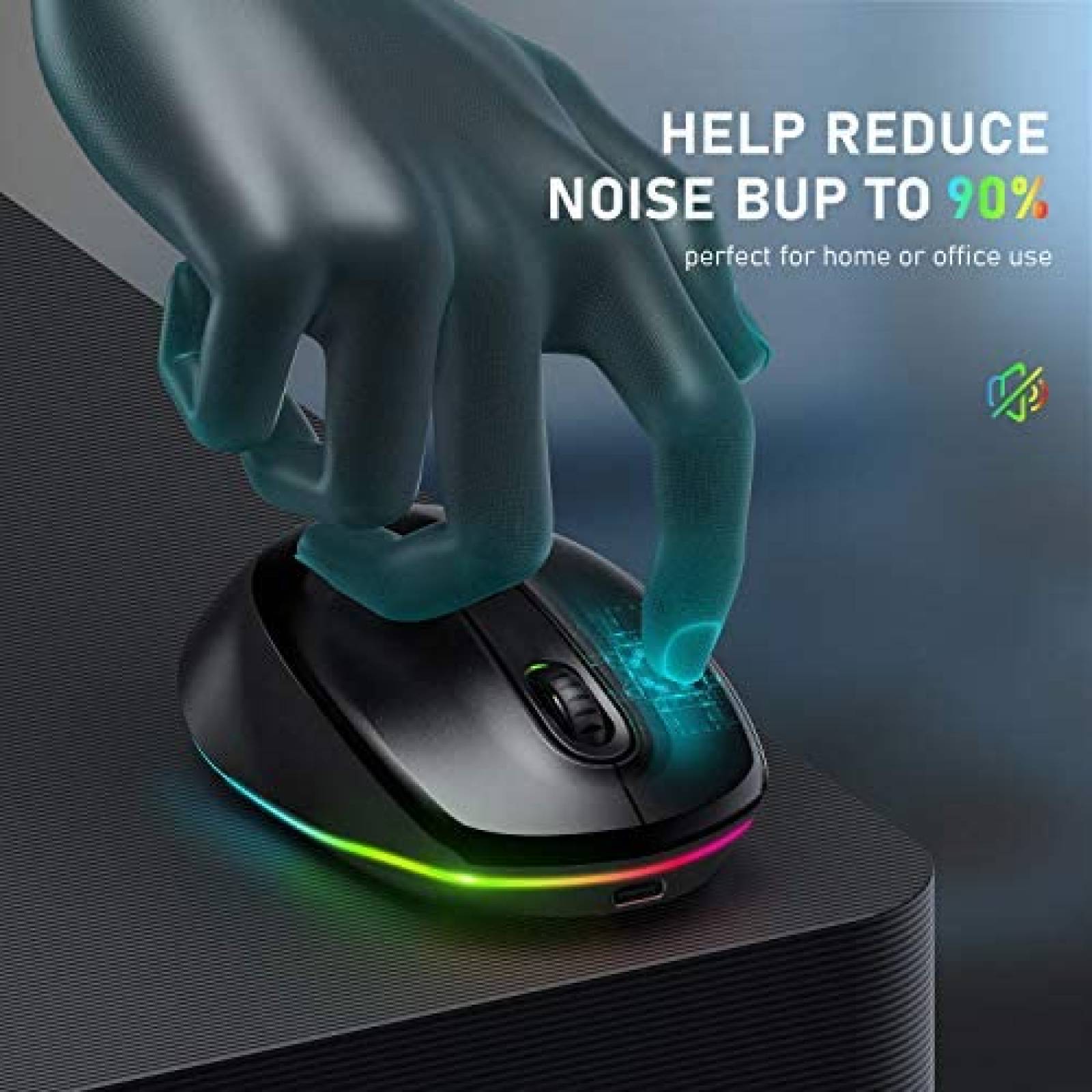 Mouse Gamer SEENDA Recargable LED Inalambrico -Negro